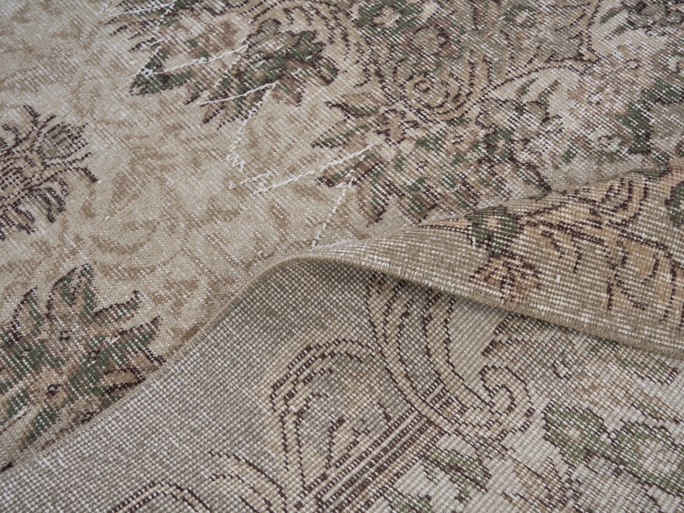 Turkish Isparta area rug in cream and taupe, view 9 of 10