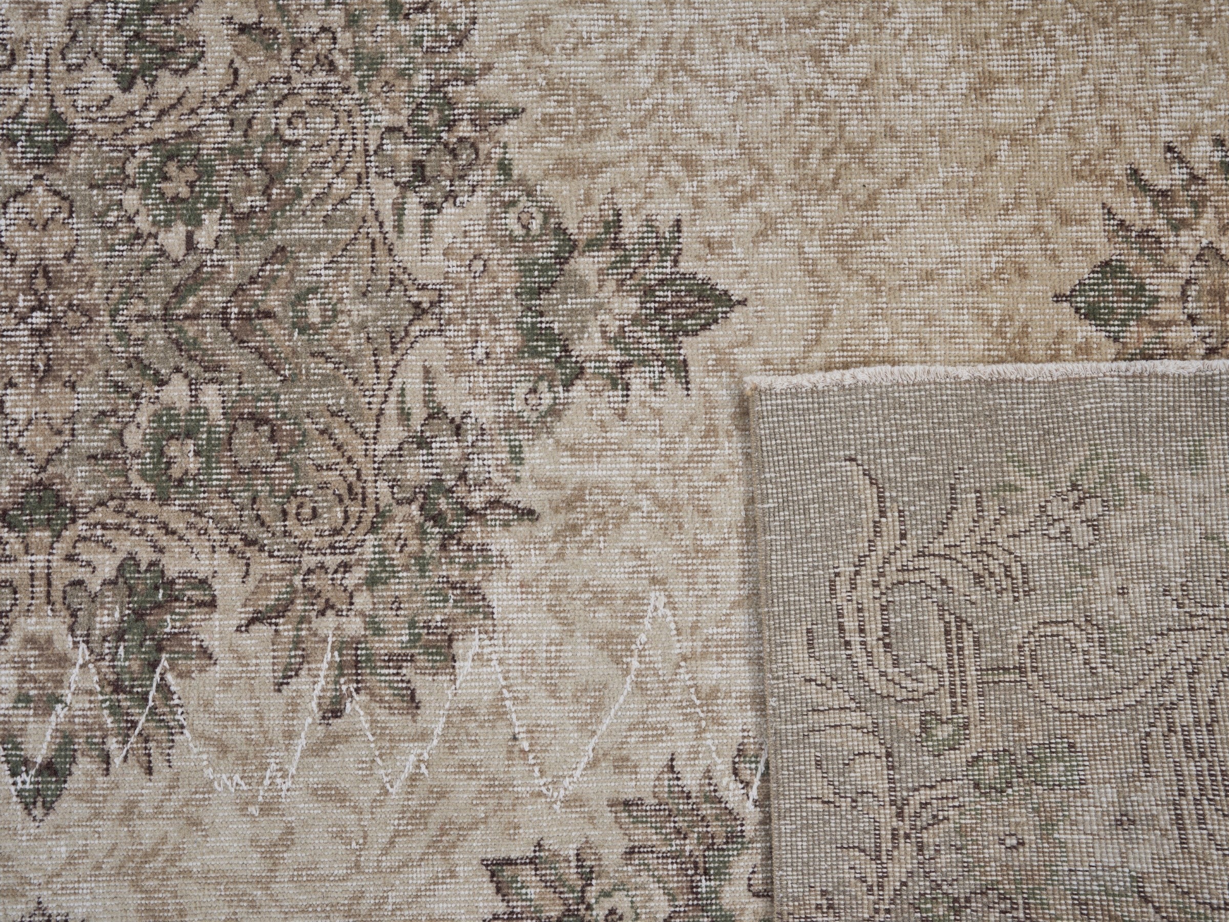Turkish Isparta area rug in cream and taupe, view 10 of 10