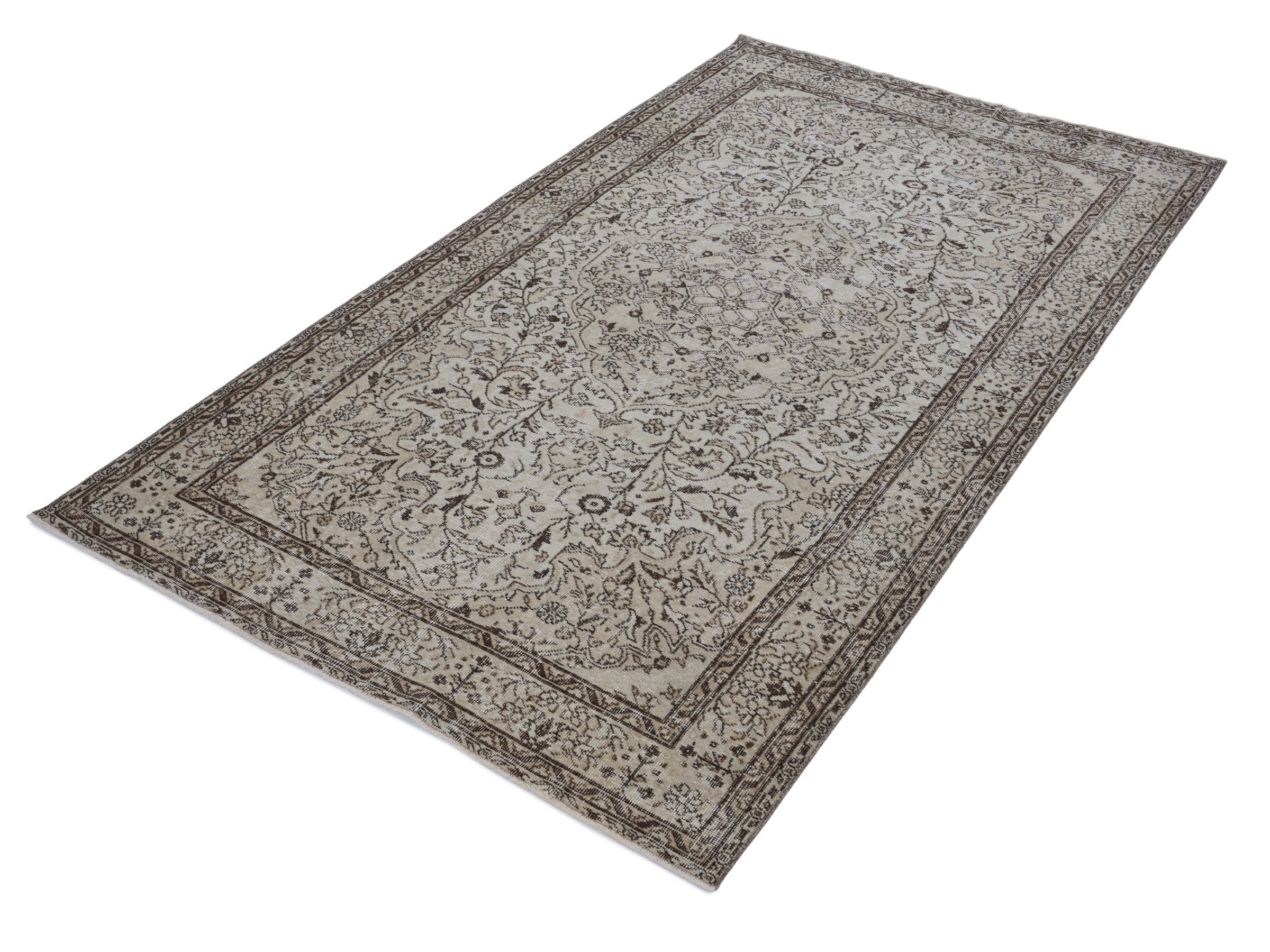 Turkish Isparta area rug in cream and charcoal, view 3 of 10