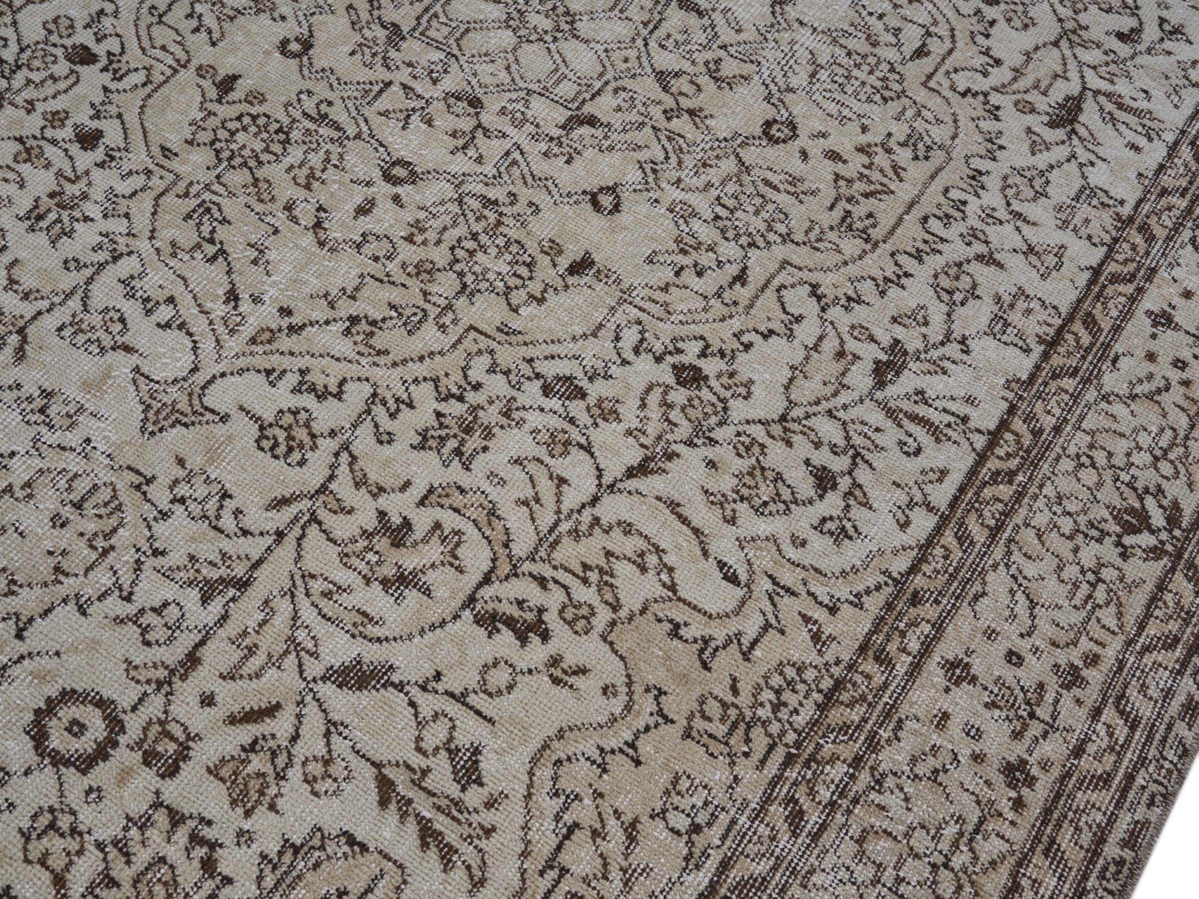 Turkish Isparta area rug in cream and charcoal, view 5 of 10