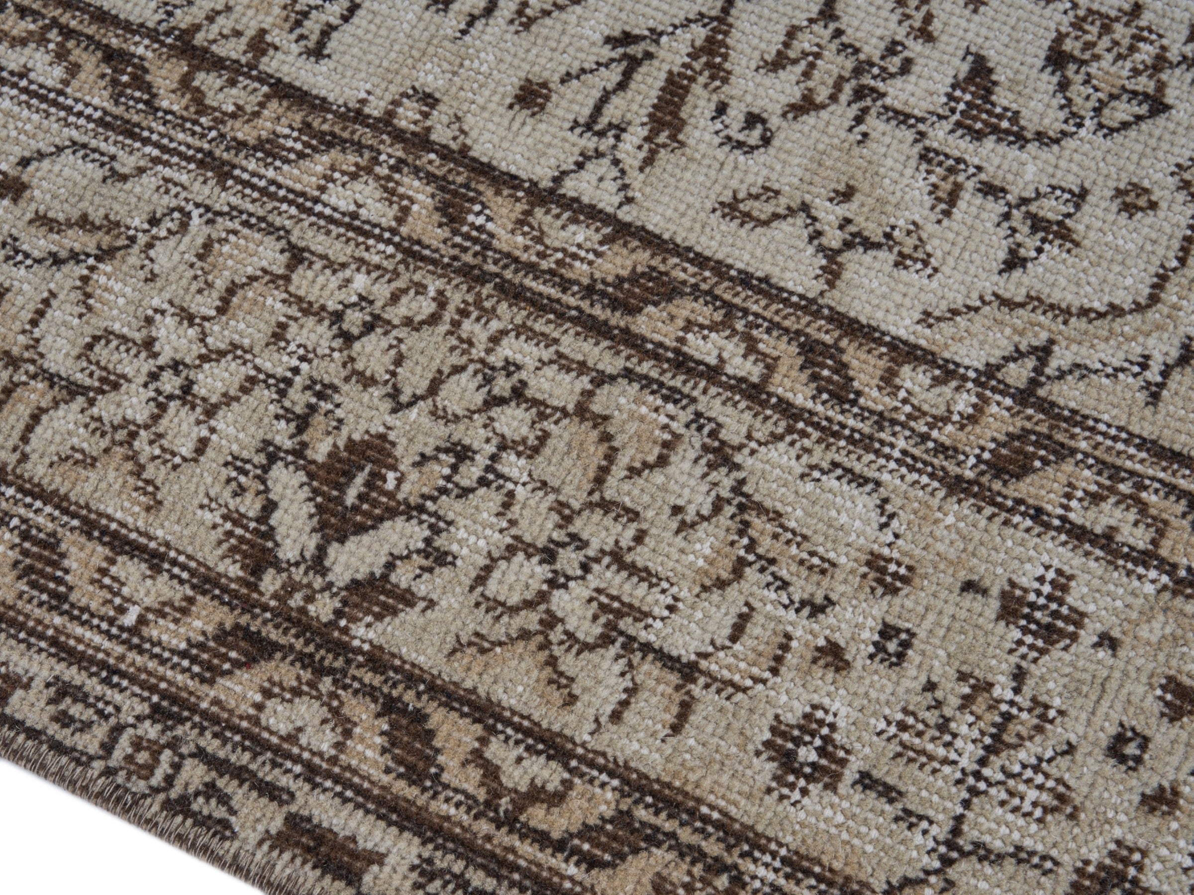 Turkish Isparta area rug in cream and charcoal, view 6 of 10