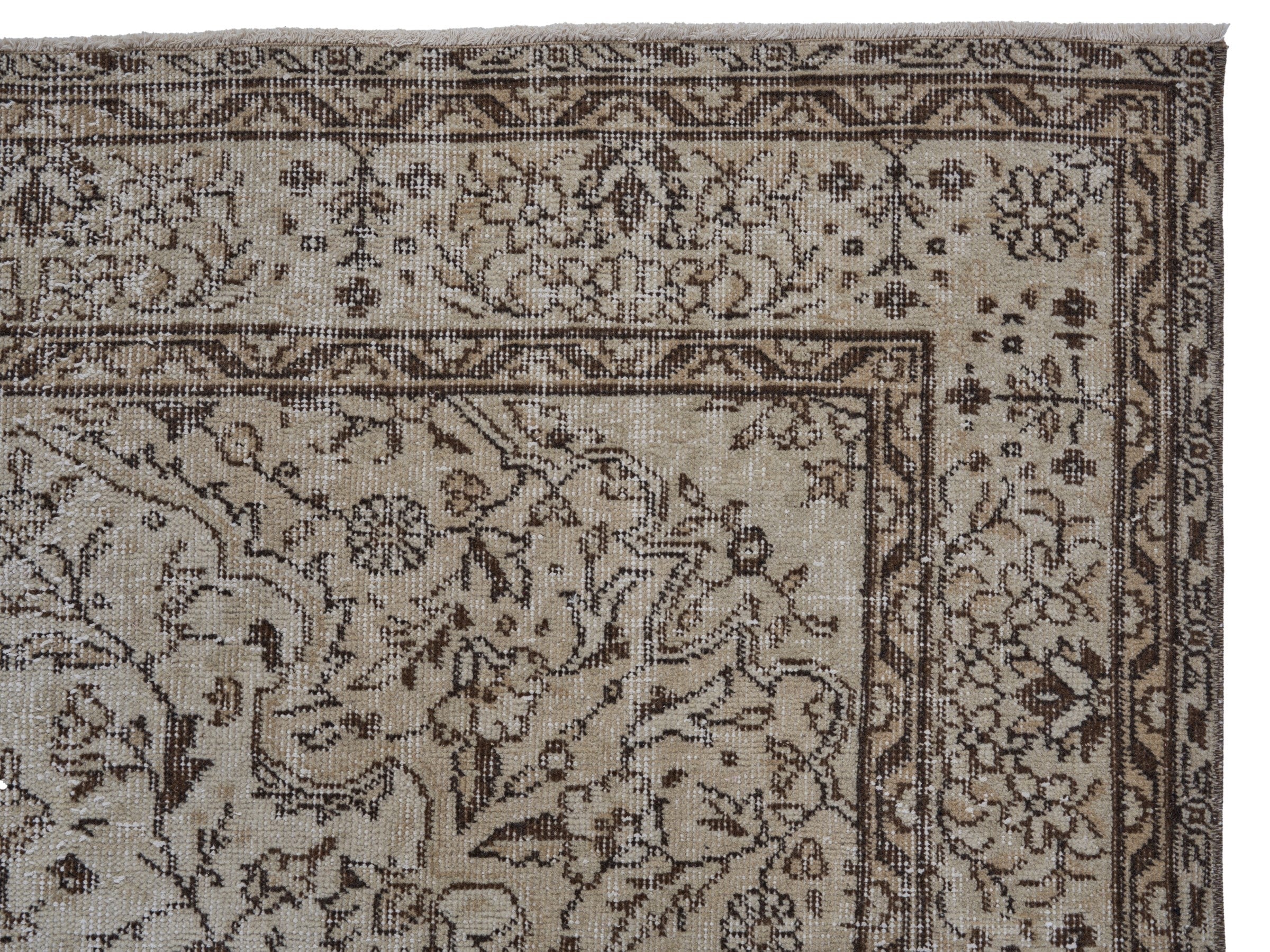 Turkish Isparta area rug in cream and charcoal, view 8 of 10
