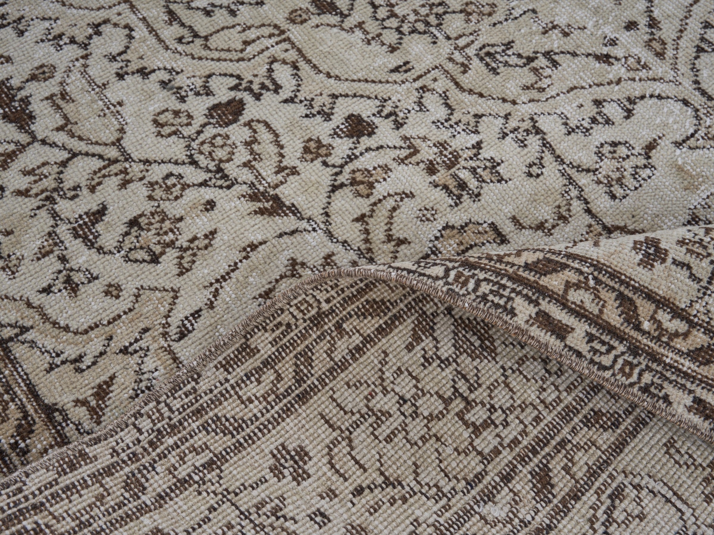 Turkish Isparta area rug in cream and charcoal, view 9 of 10
