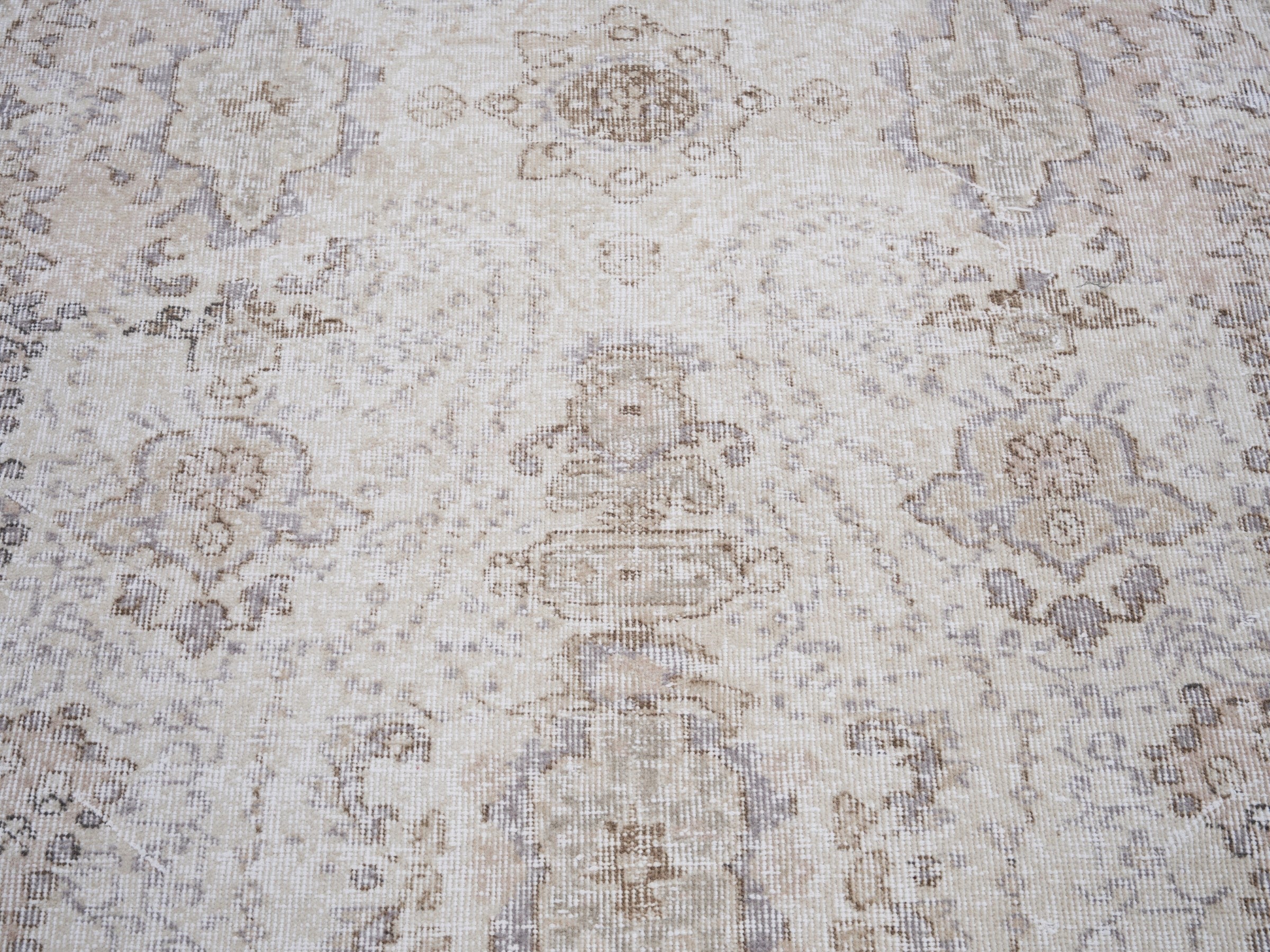 Turkish Isparta area rug in cream and taupe, view 4 of 10