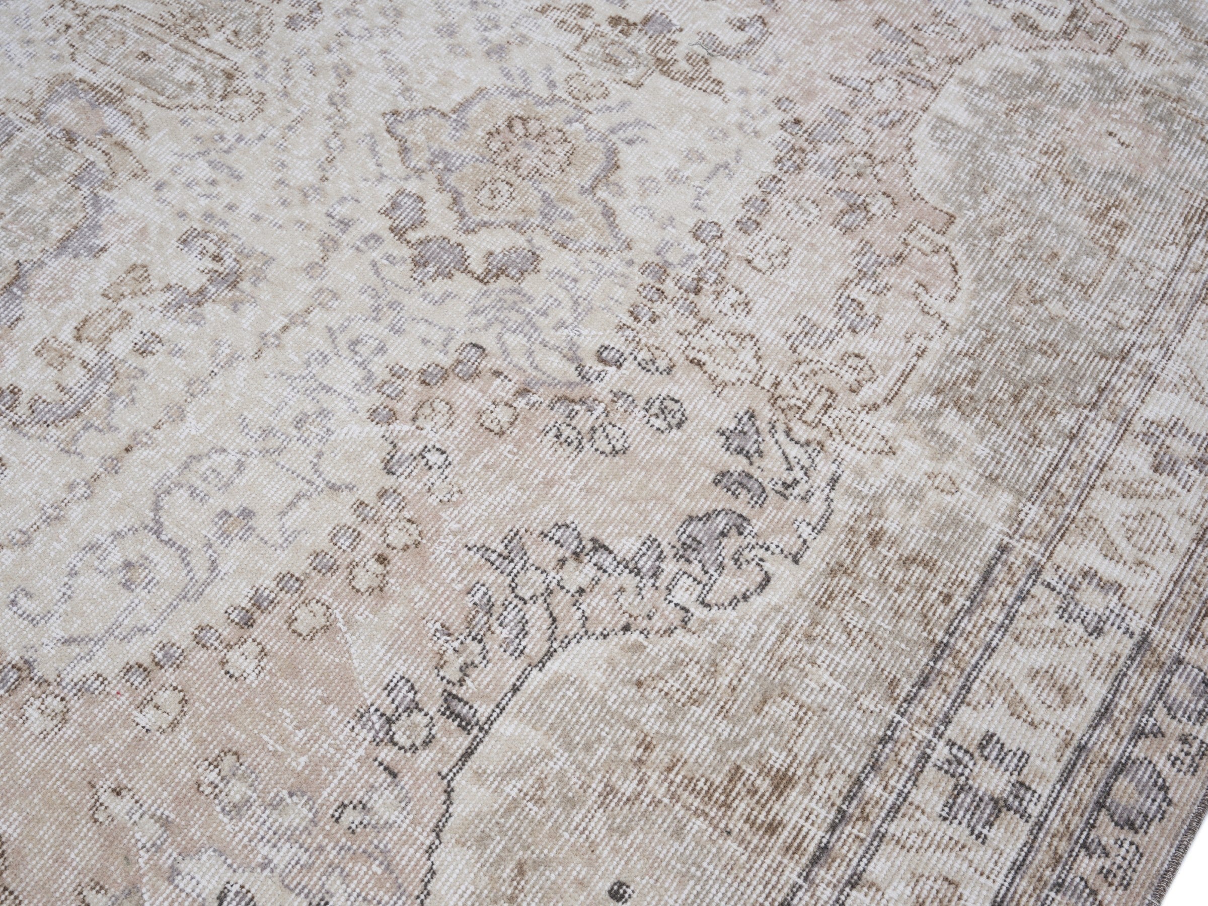 Turkish Isparta area rug in cream and taupe, view 5 of 10