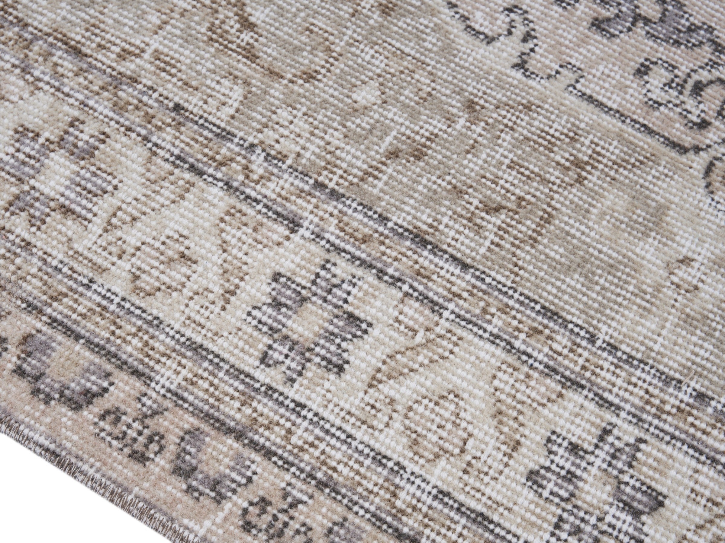 Turkish Isparta area rug in cream and taupe, view 6 of 10
