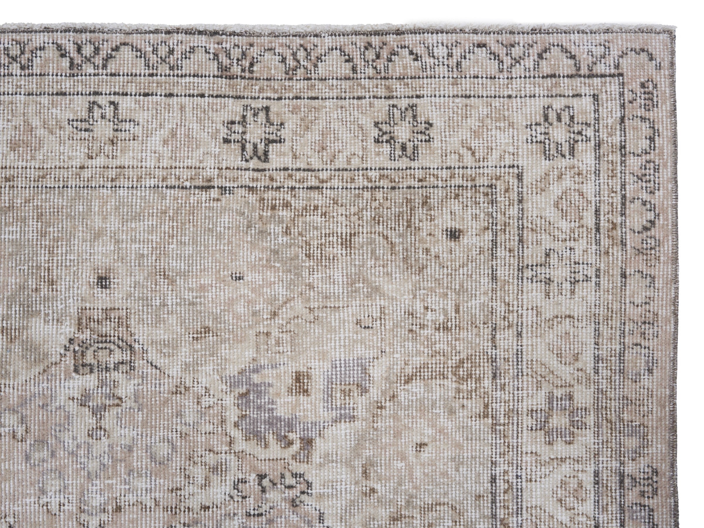 Turkish Isparta area rug in cream and taupe, view 8 of 10
