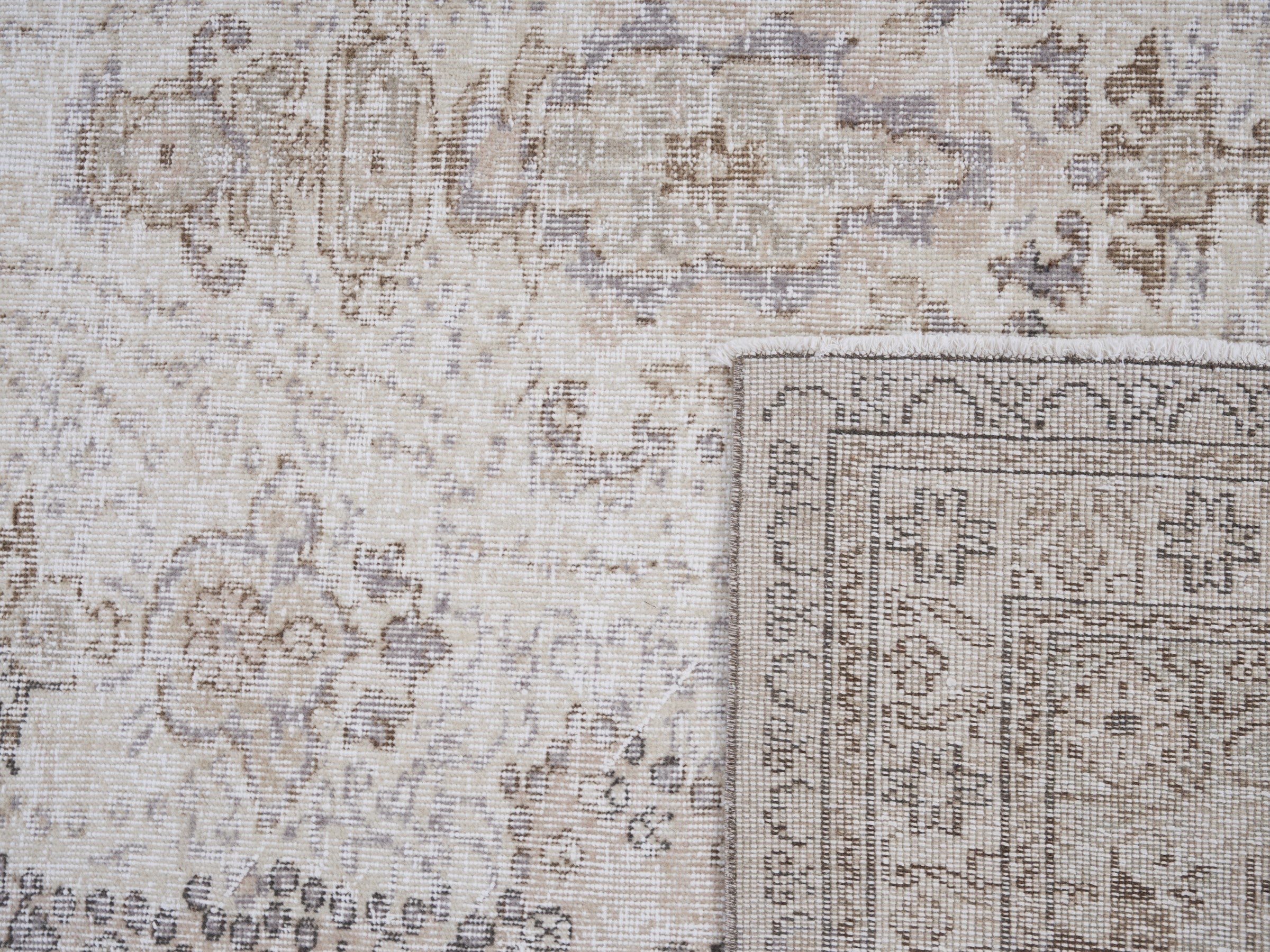 Turkish Isparta area rug in cream and taupe, view 10 of 10