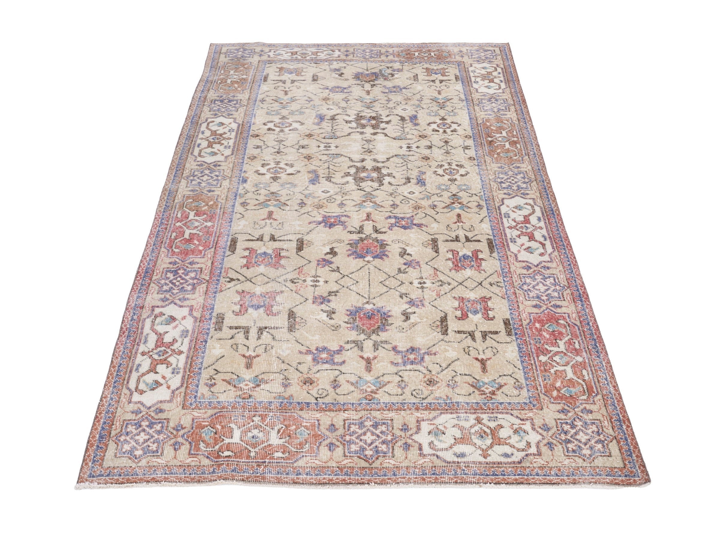 Turkish Isparta area rug in cream and terracotta, view 2 of 10