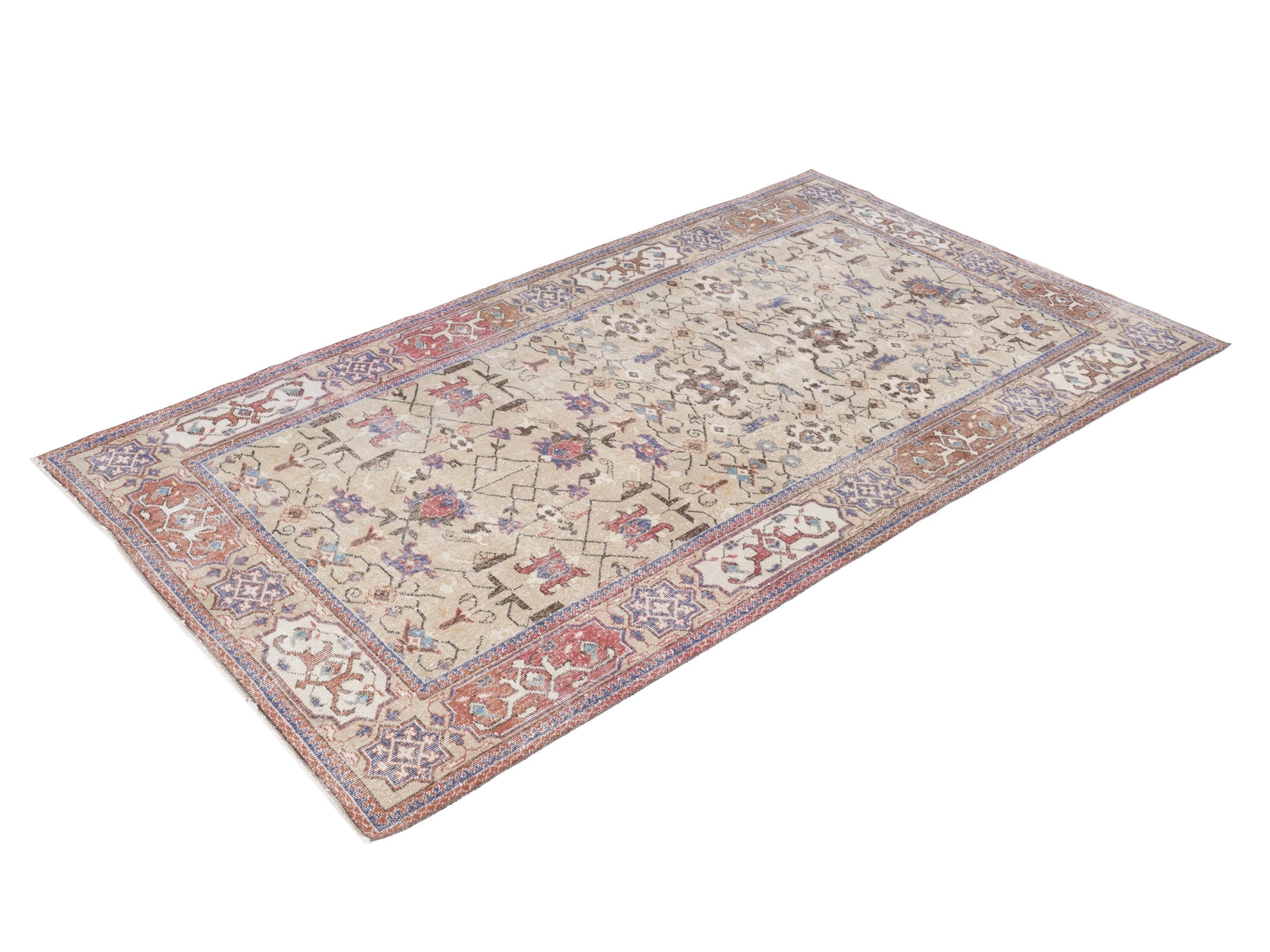 Turkish Isparta area rug in cream and terracotta, view 3 of 10