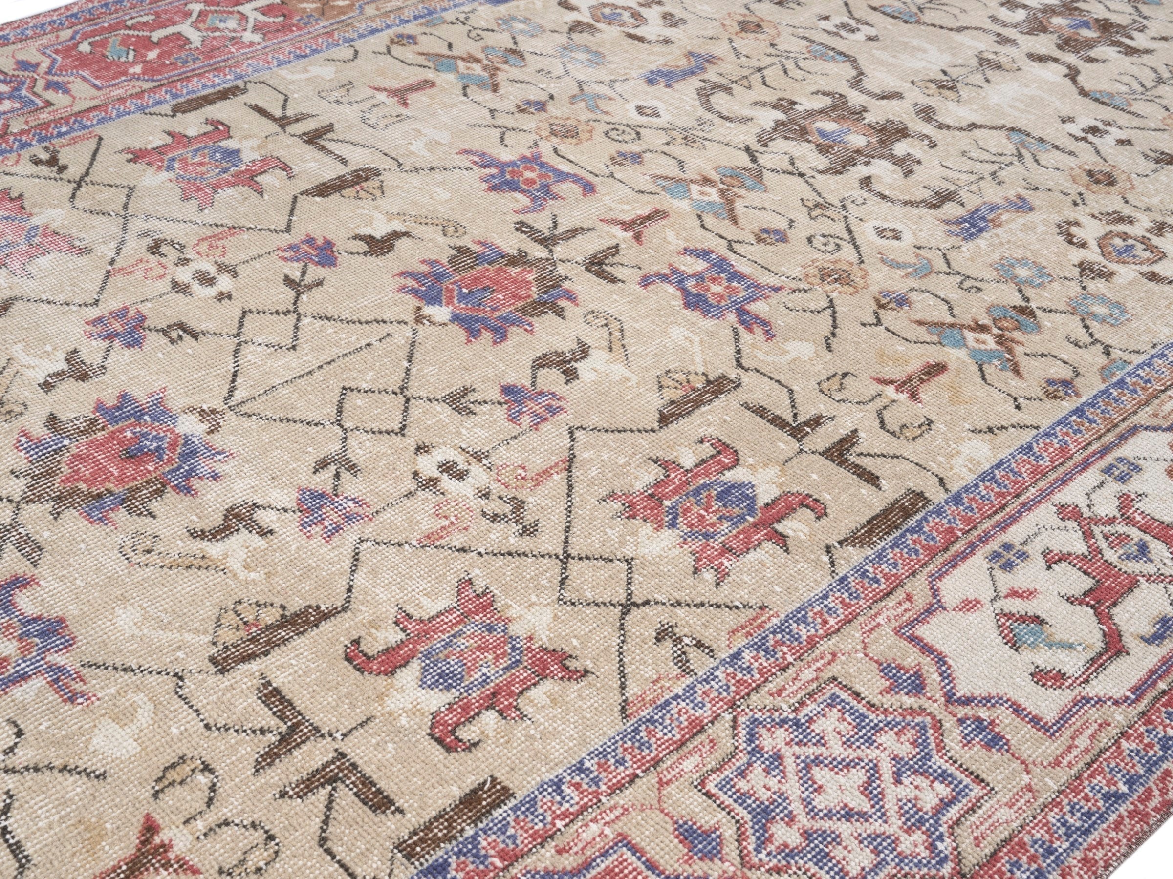 Turkish Isparta area rug in cream and terracotta, view 5 of 10
