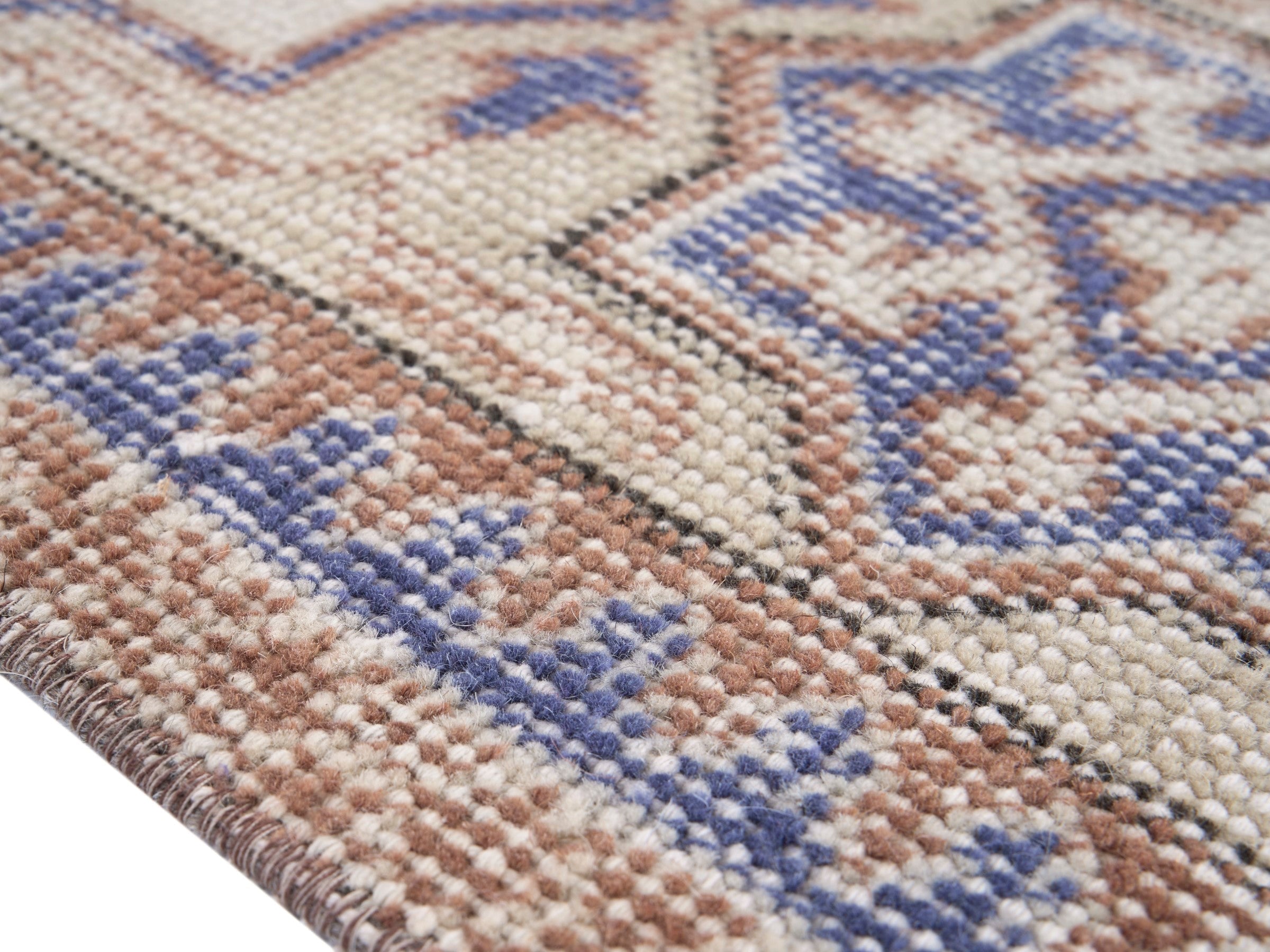 Turkish Isparta area rug in cream and terracotta, view 6 of 10