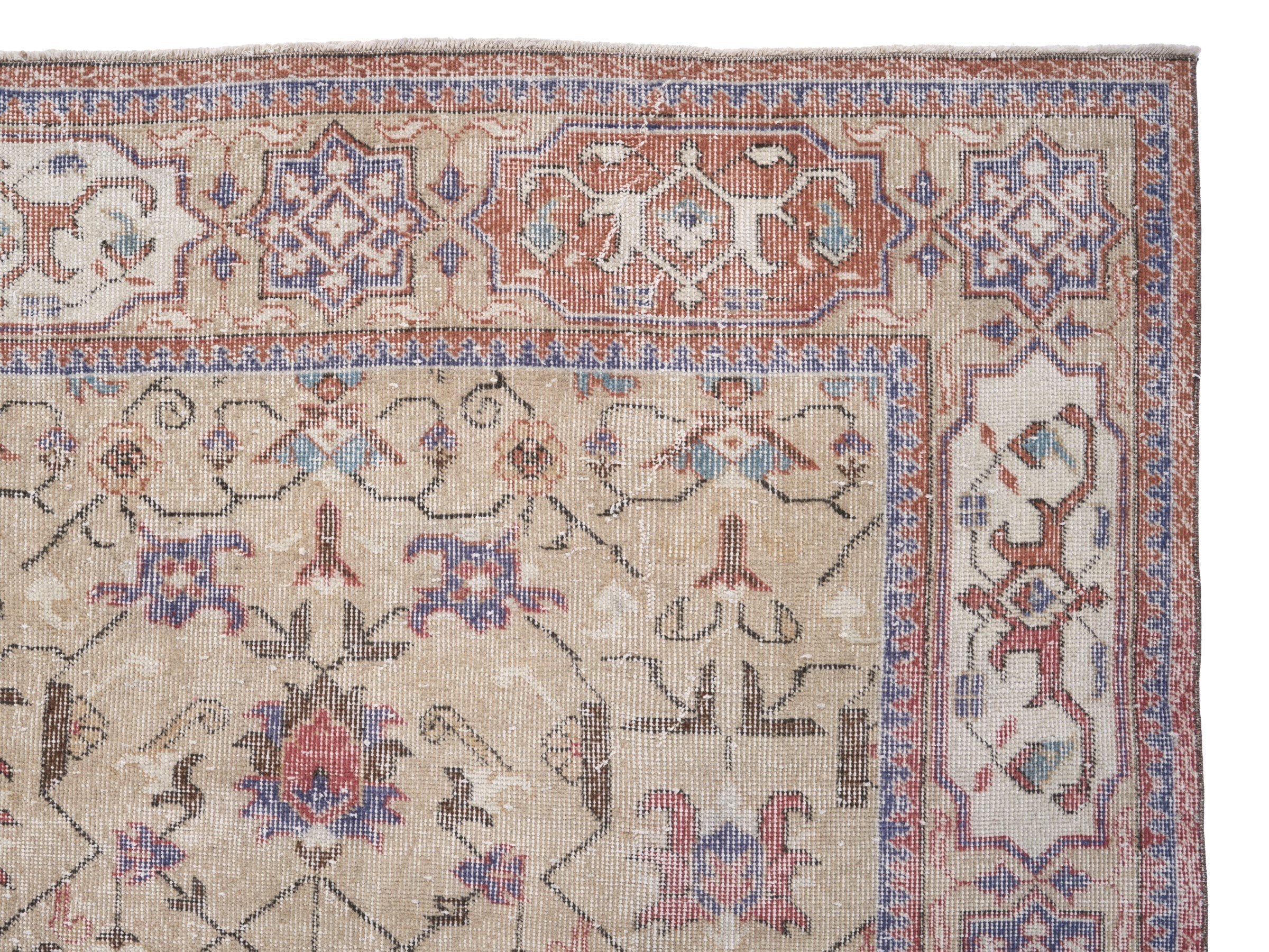 Turkish Isparta area rug in cream and terracotta, view 8 of 10