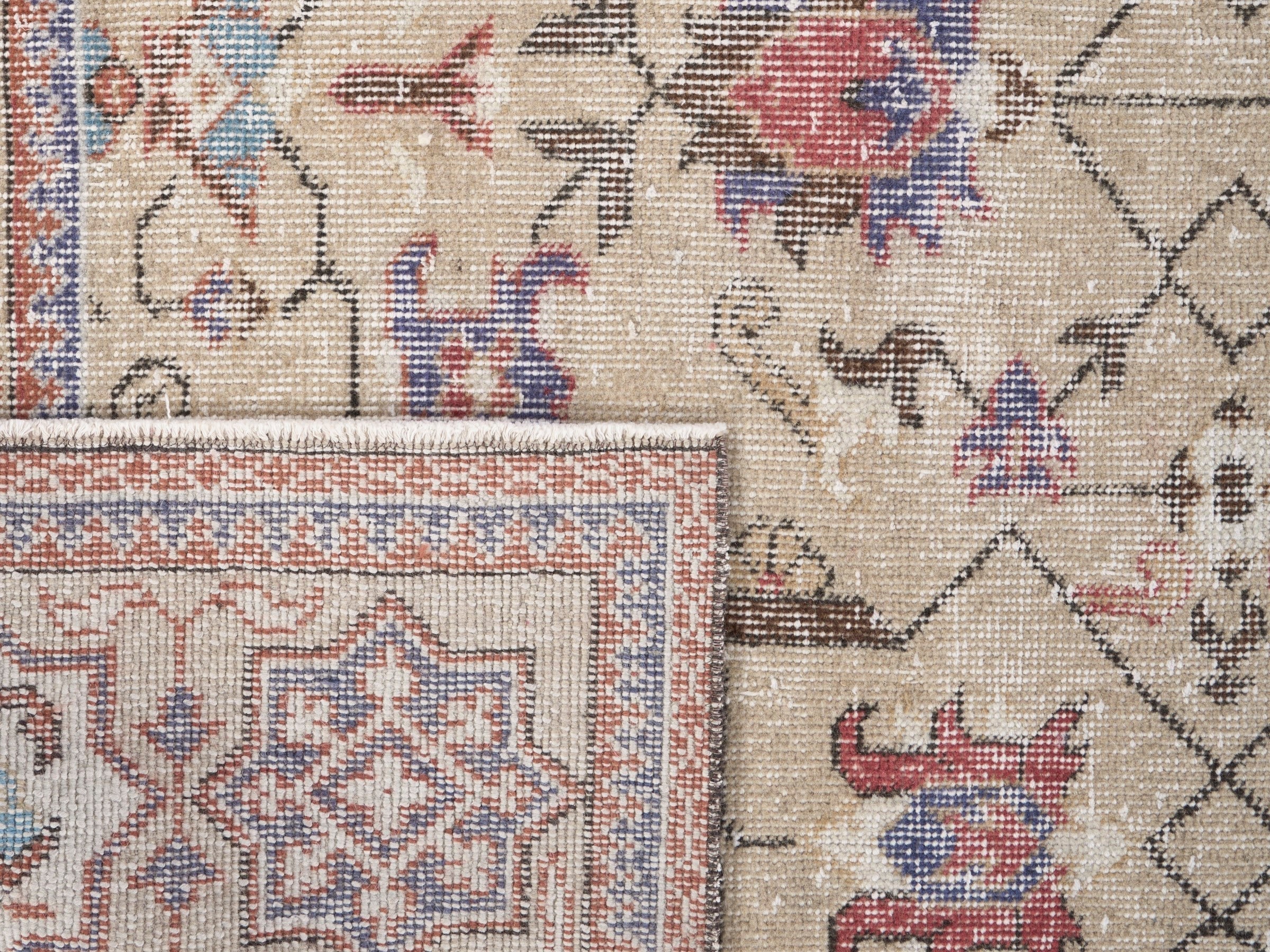Turkish Isparta area rug in cream and terracotta, view 10 of 10