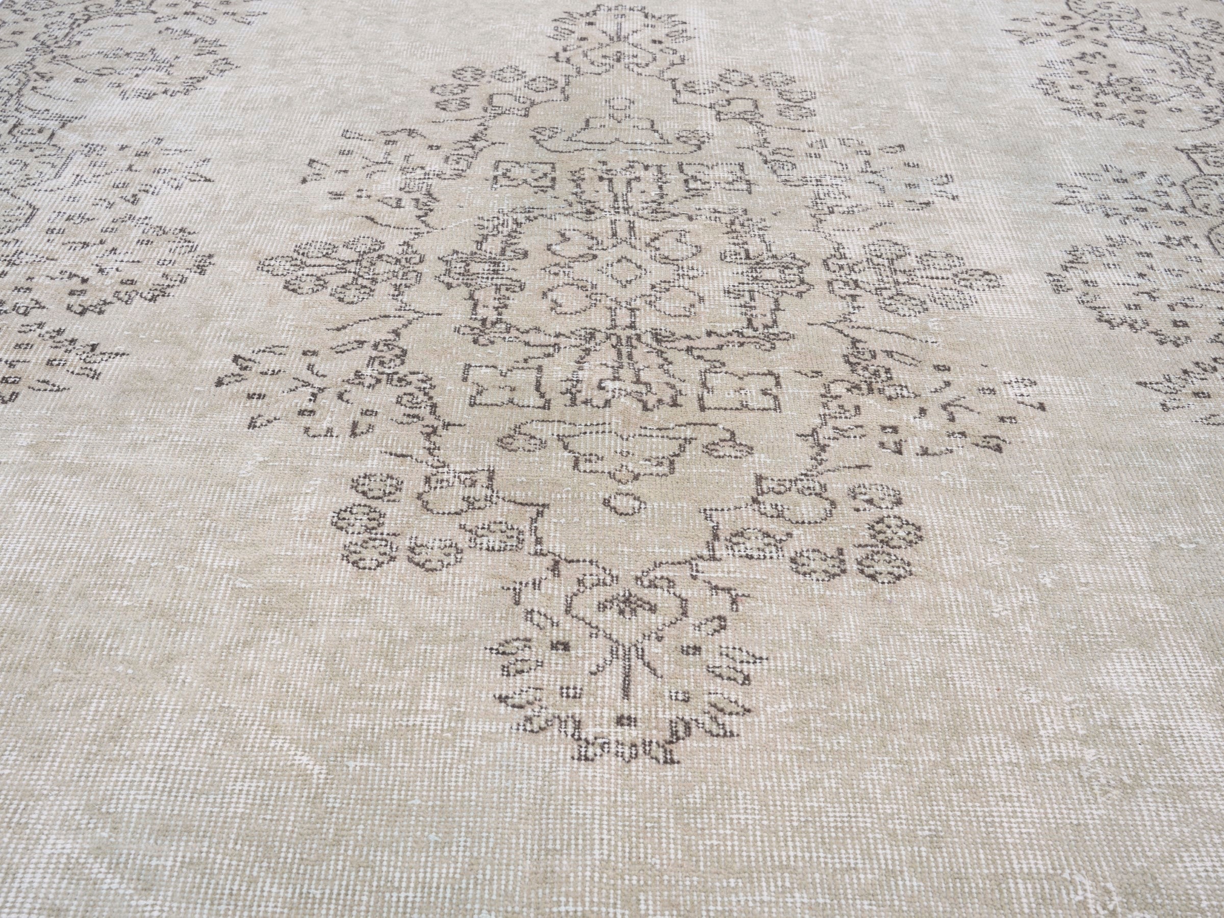 Turkish Isparta area rug in ivory and greige, view 4 of 10