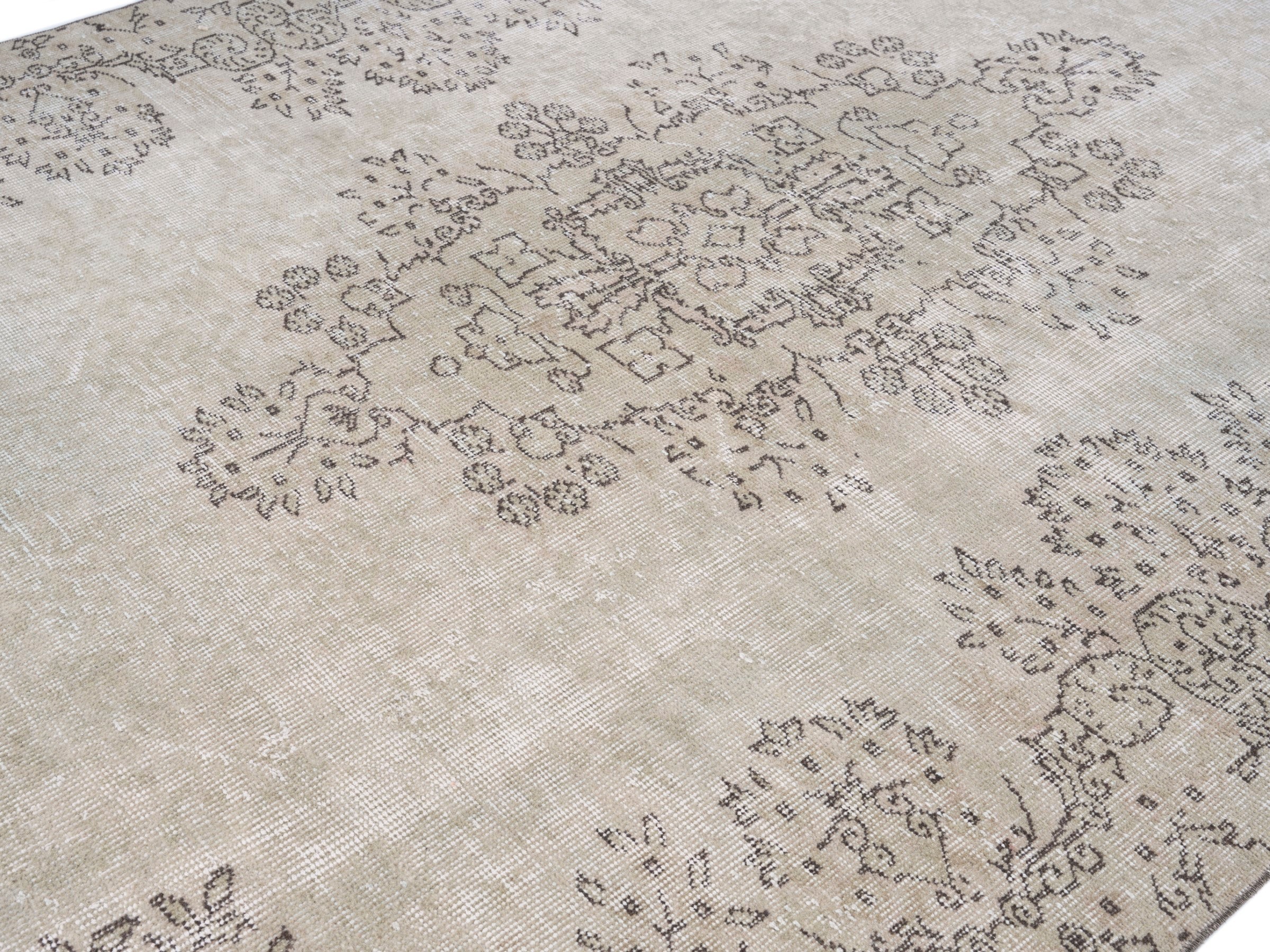 Turkish Isparta area rug in ivory and greige, view 5 of 10