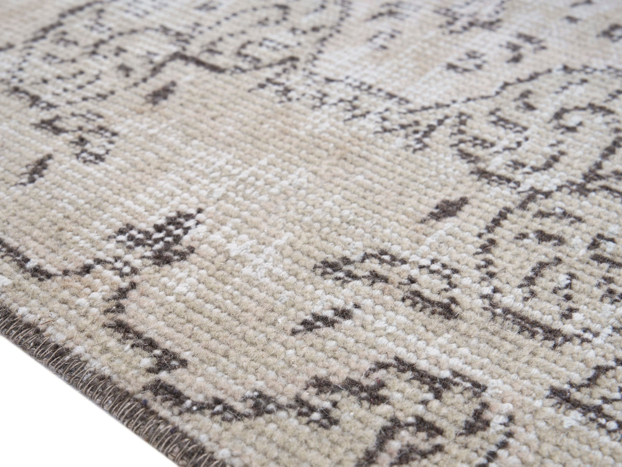 Turkish Isparta area rug in ivory and greige, view 6 of 10