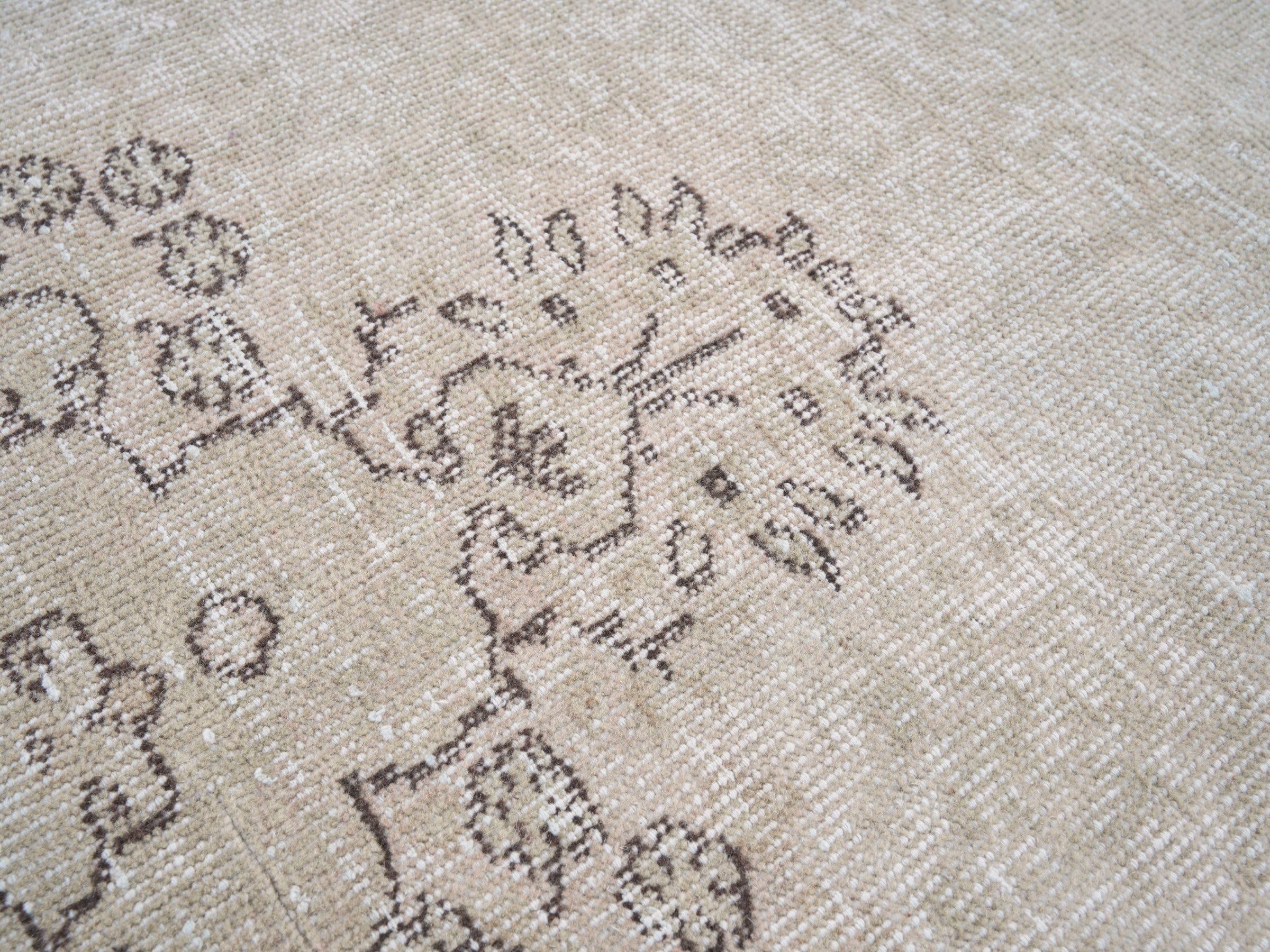 Turkish Isparta area rug in ivory and greige, view 7 of 10