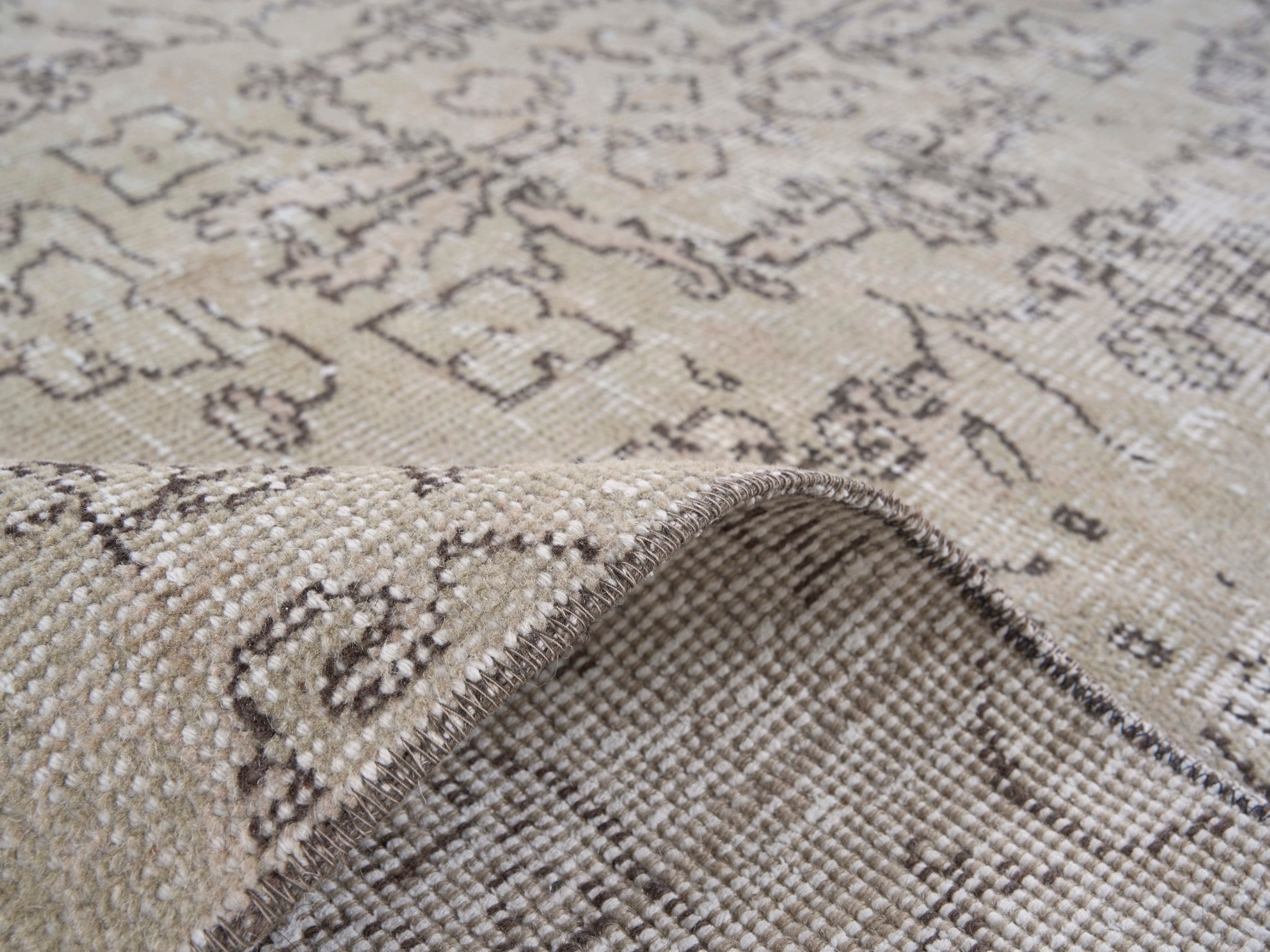 Turkish Isparta area rug in ivory and greige, view 9 of 10