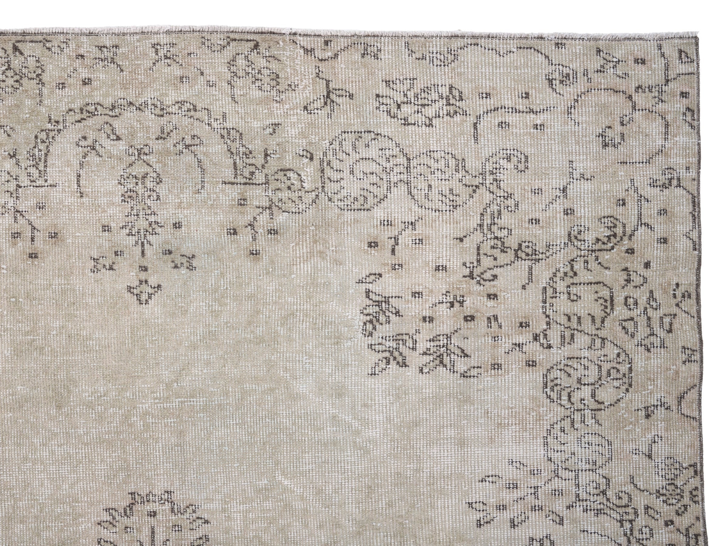 Turkish Isparta area rug in ivory and greige, view 8 of 10