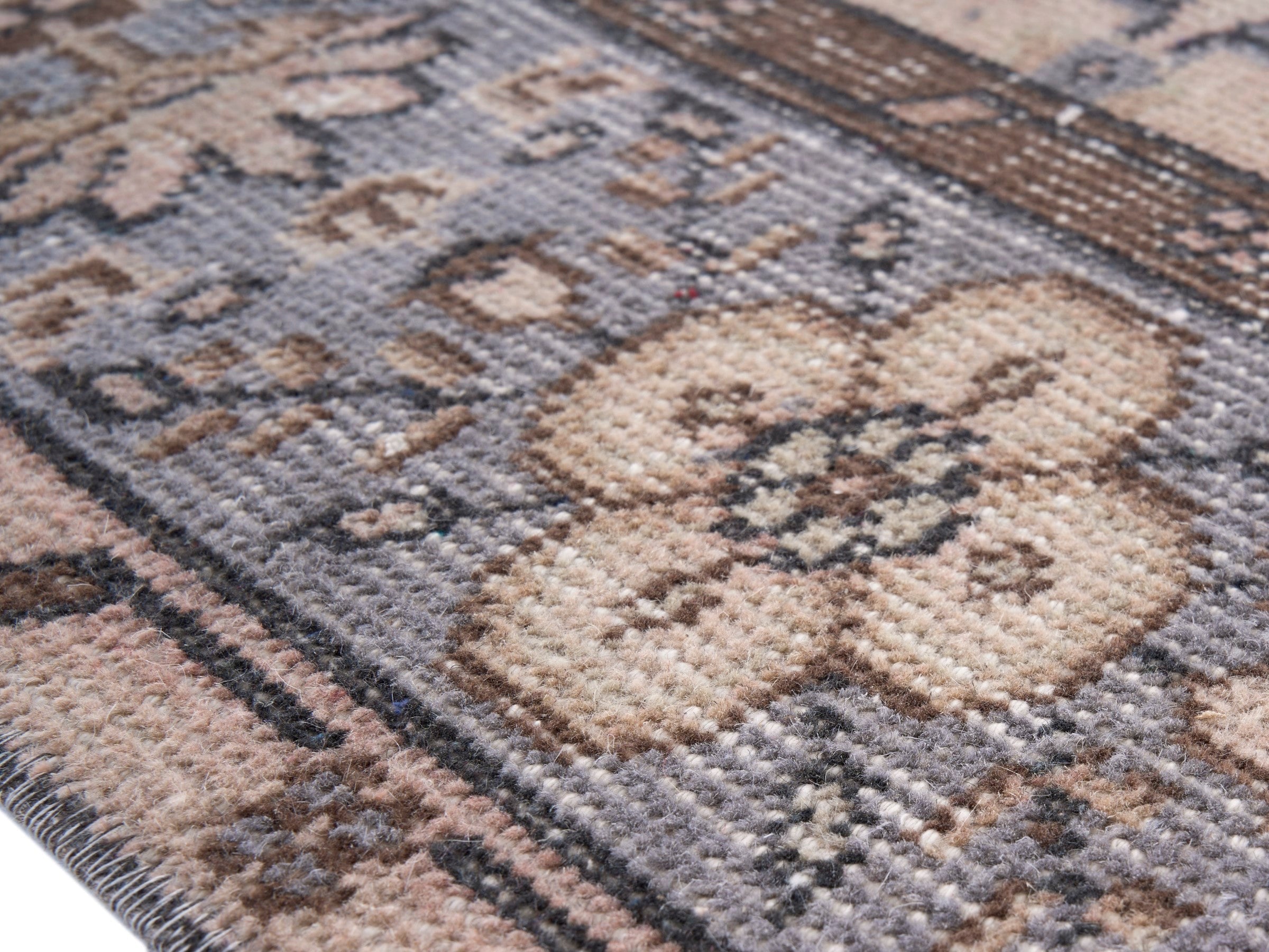 Turkish Isparta area rug in ivory and blue gray, view 6 of 10