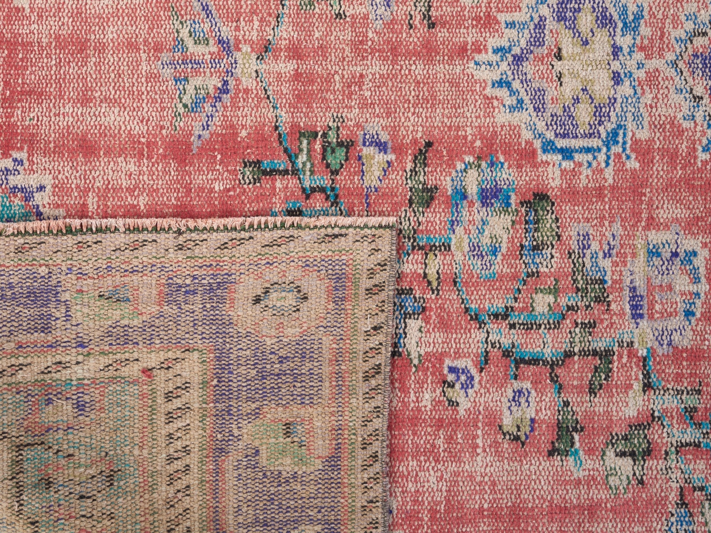 Turkish Manisa area rug in faded red and plum, view 10 of 10