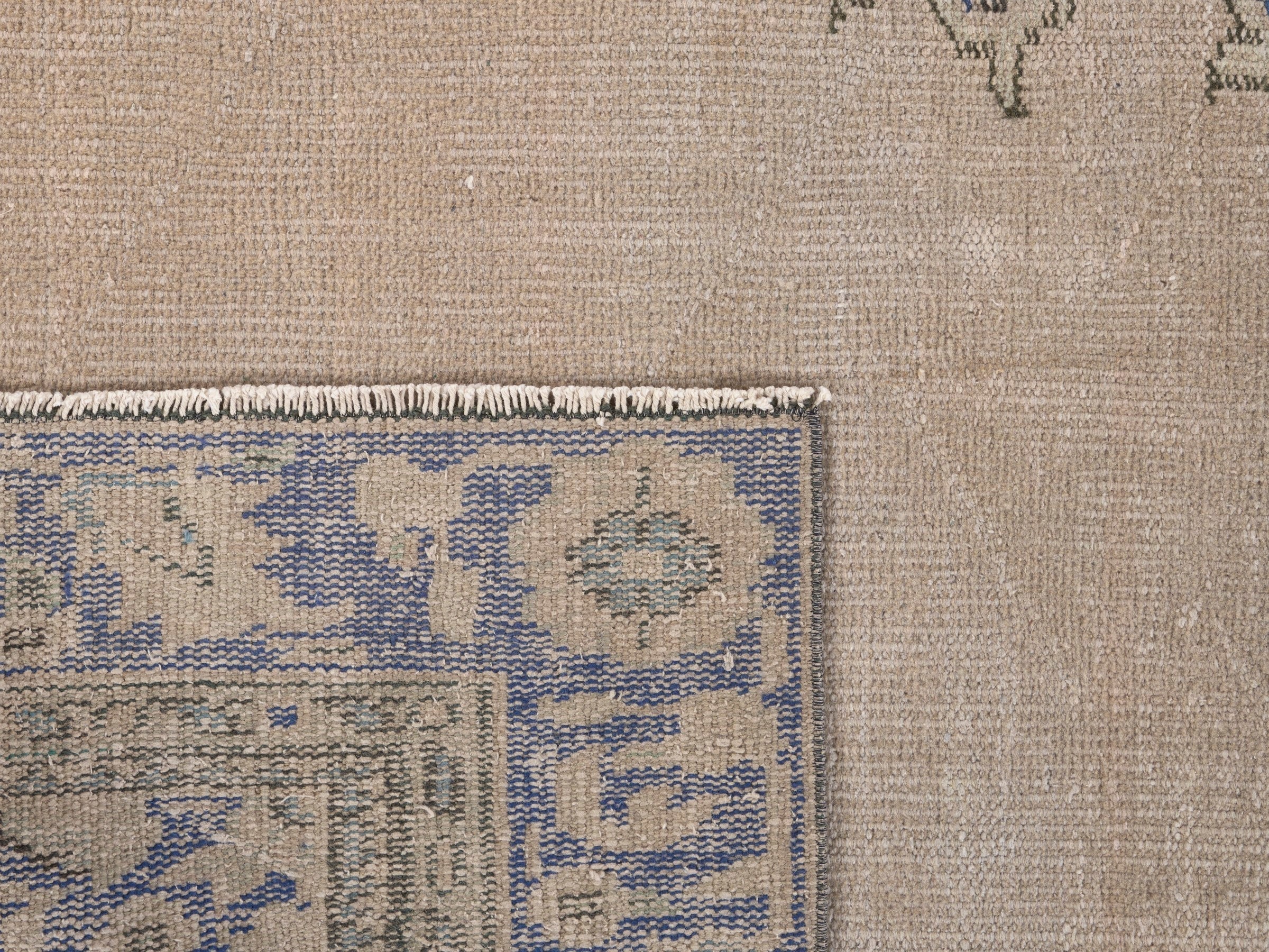 Turkish Manisa area rug in cream and denim, view 10 of 10