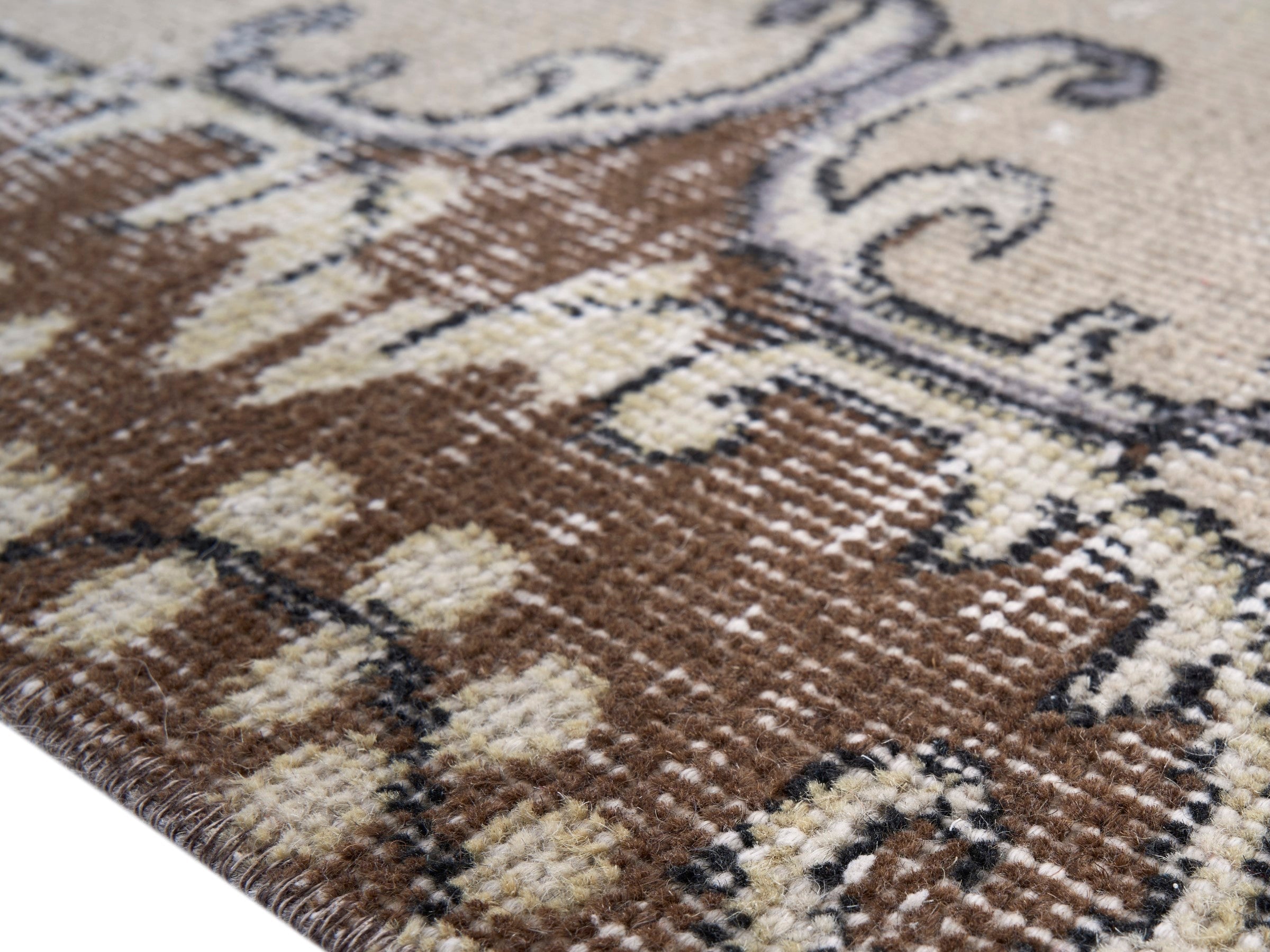 Turkish Isparta area rug in turquoise and cream, view 6 of 10