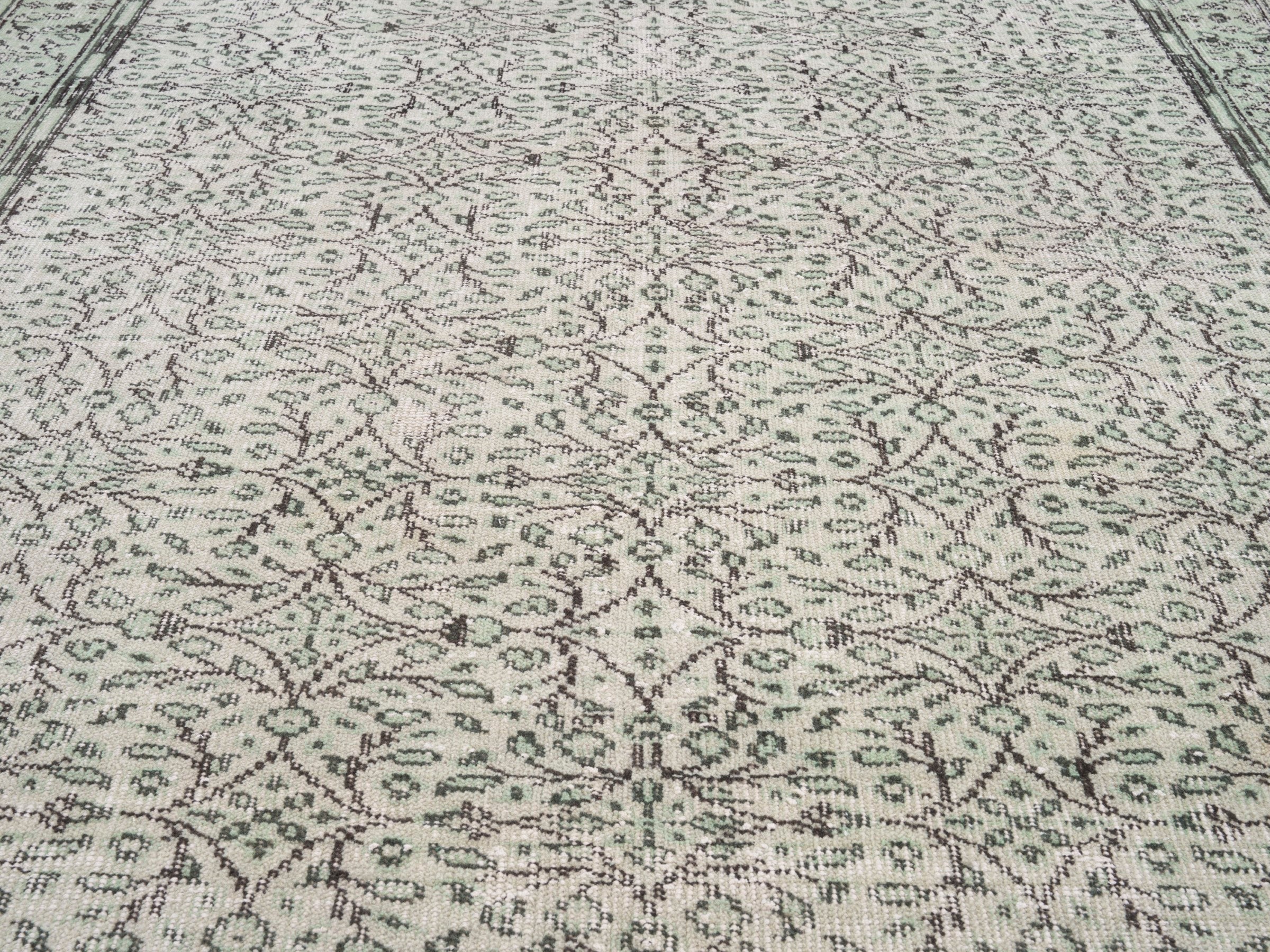 Turkish Manisa area rug in greige and taupe, view 4 of 10