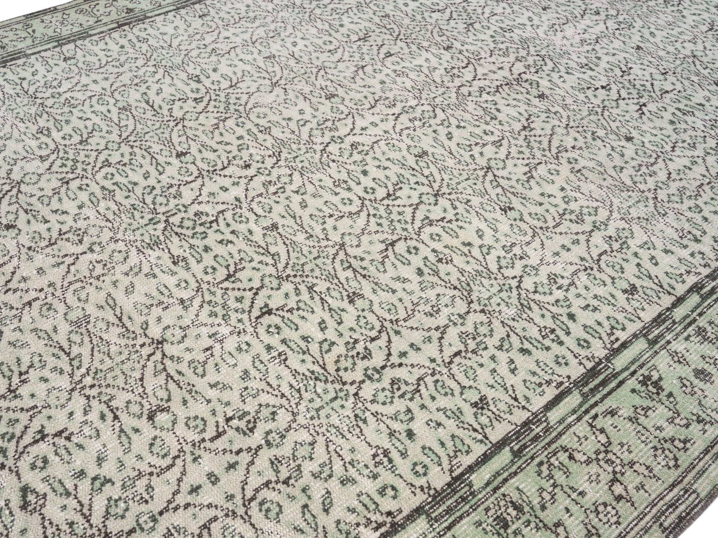 Turkish Manisa area rug in greige and taupe, view 5 of 10