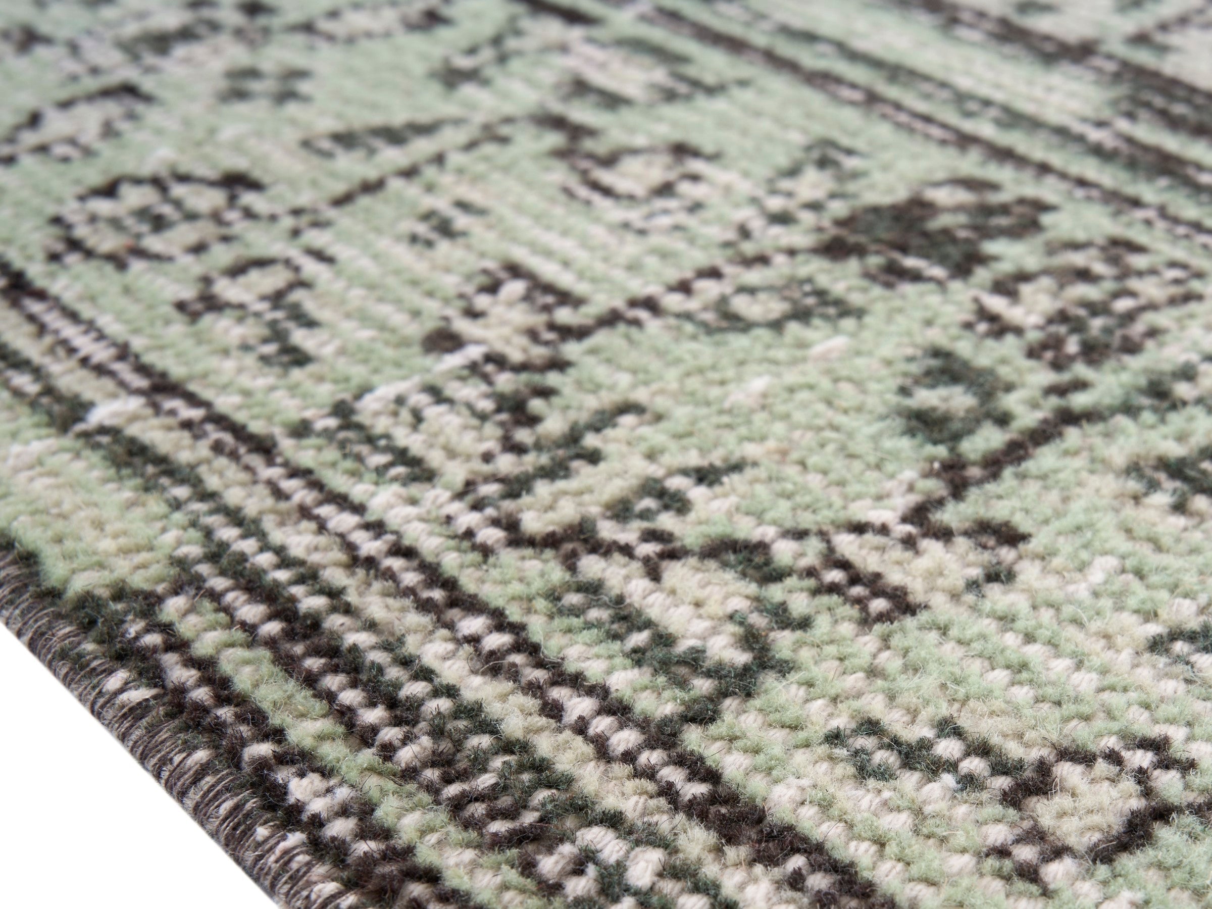 Turkish Manisa area rug in greige and taupe, view 6 of 10