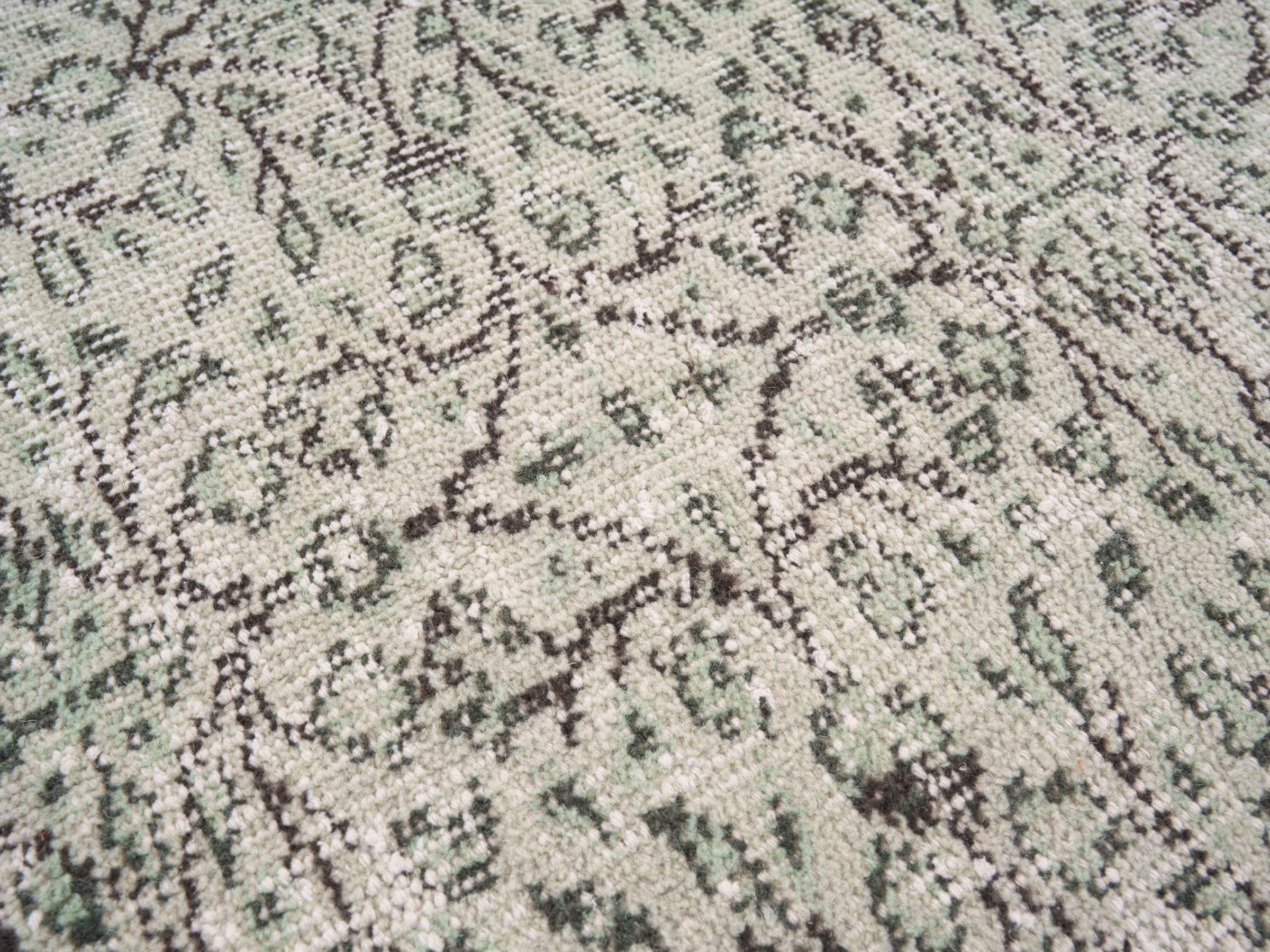 Turkish Manisa area rug in greige and taupe, view 7 of 10