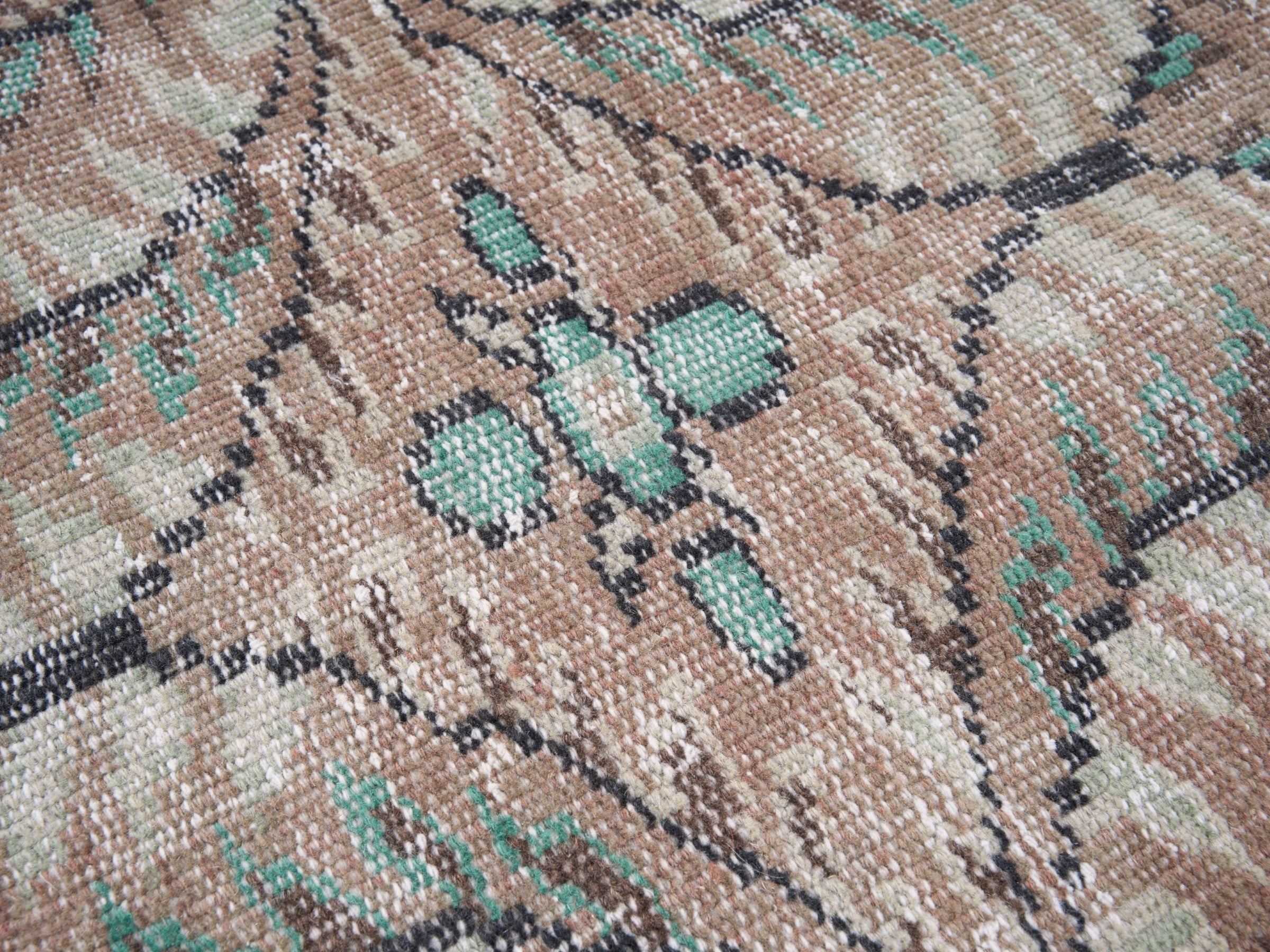 Turkish Manisa area rug in muted pink and cream, view 7 of 10