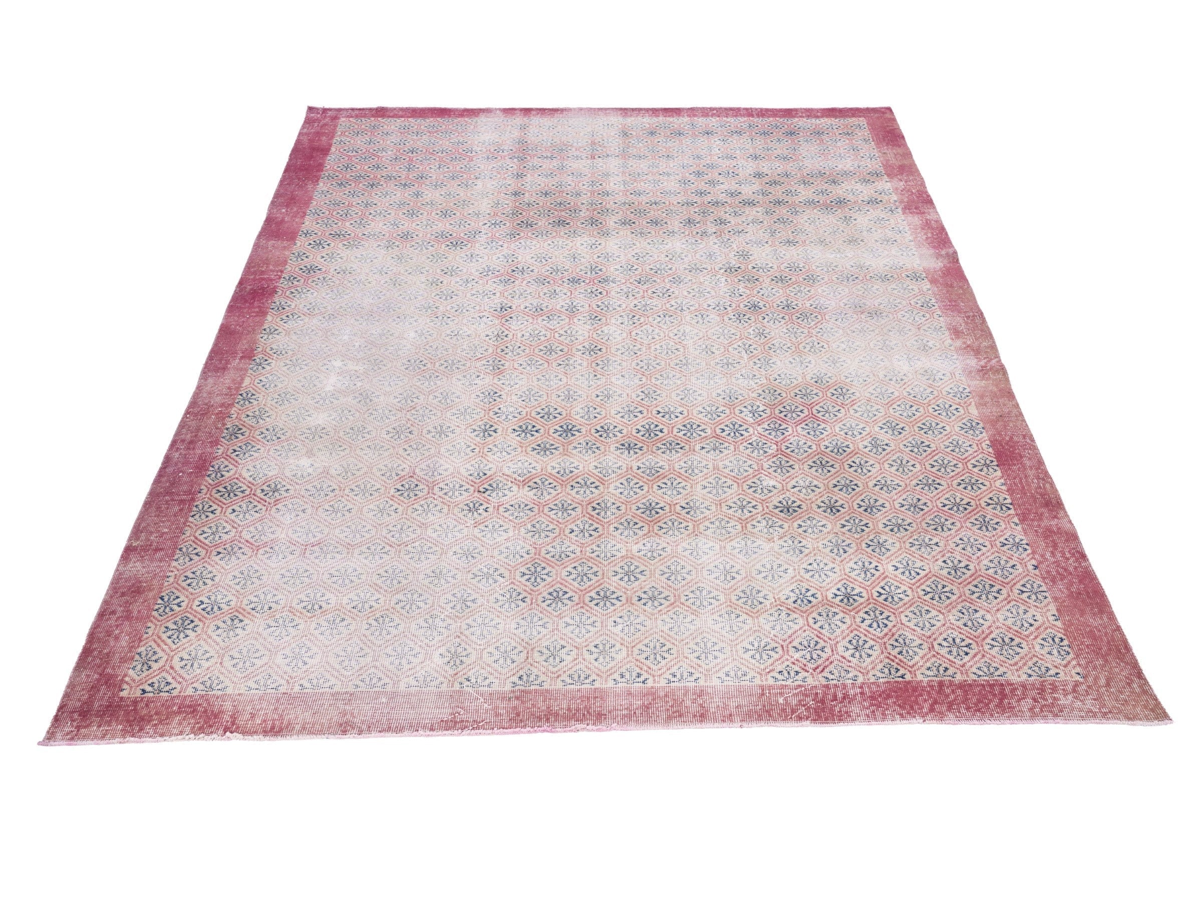 Turkish Isparta area rug in cream and dusty rose, view 2 of 10