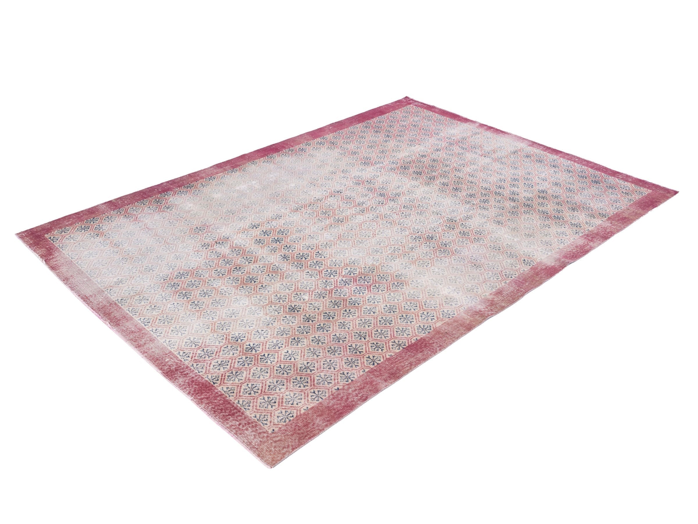 Turkish Isparta area rug in cream and dusty rose, view 3 of 10