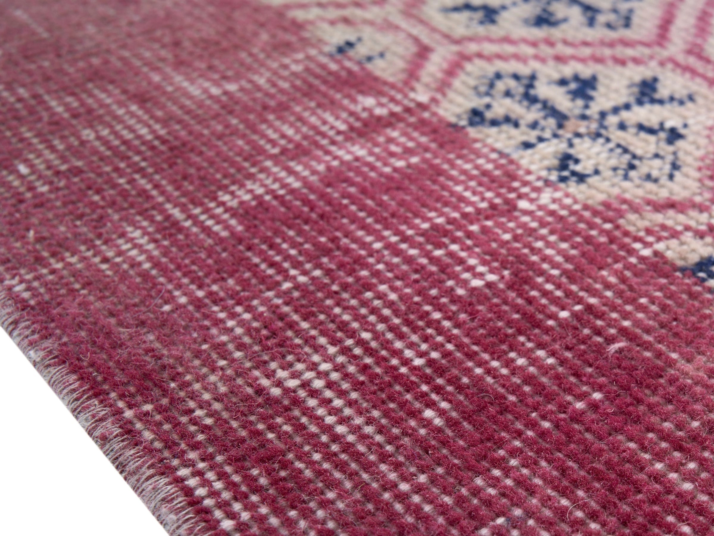 Turkish Isparta area rug in cream and dusty rose, view 6 of 10