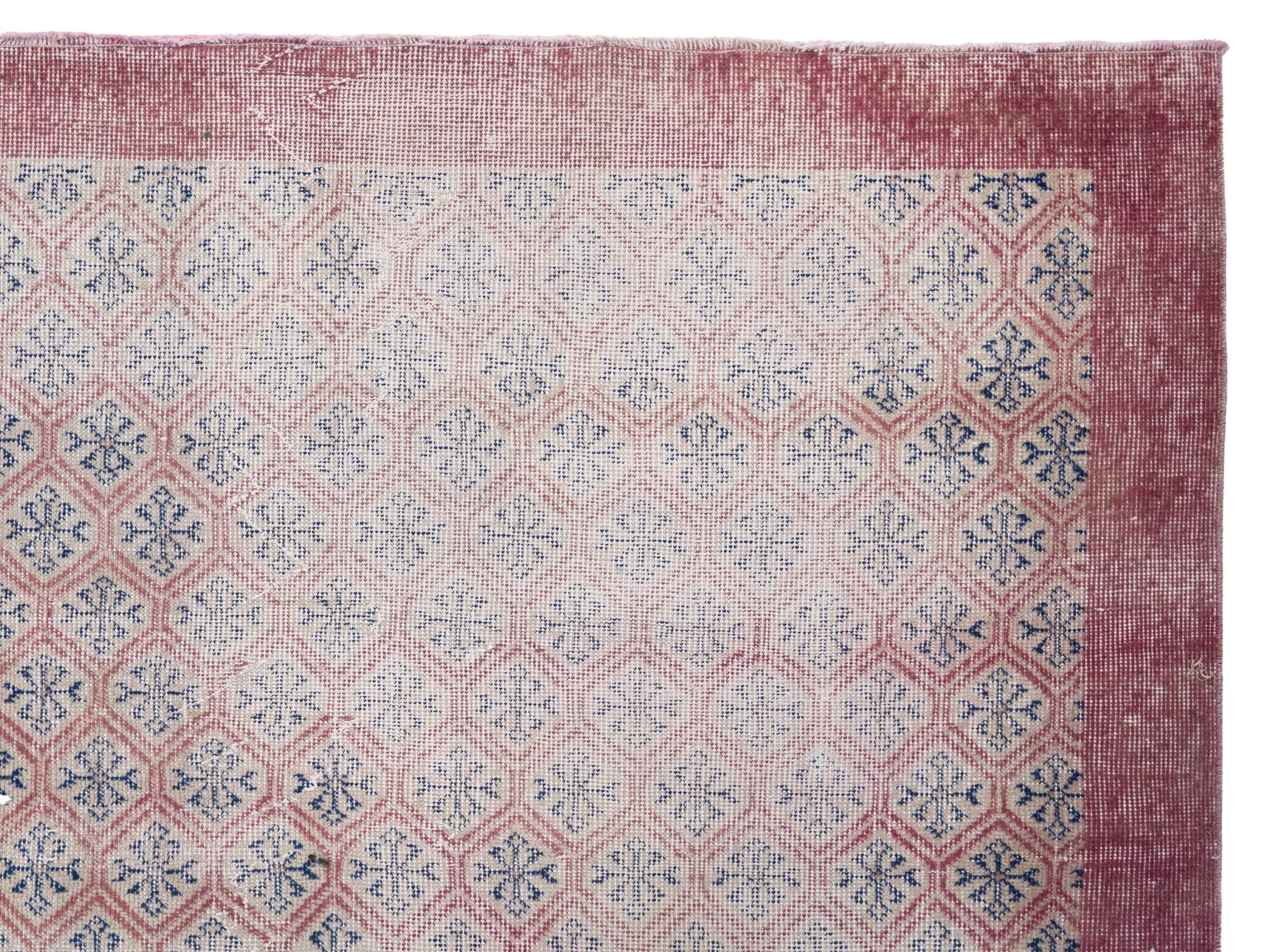 Turkish Isparta area rug in cream and dusty rose, view 8 of 10