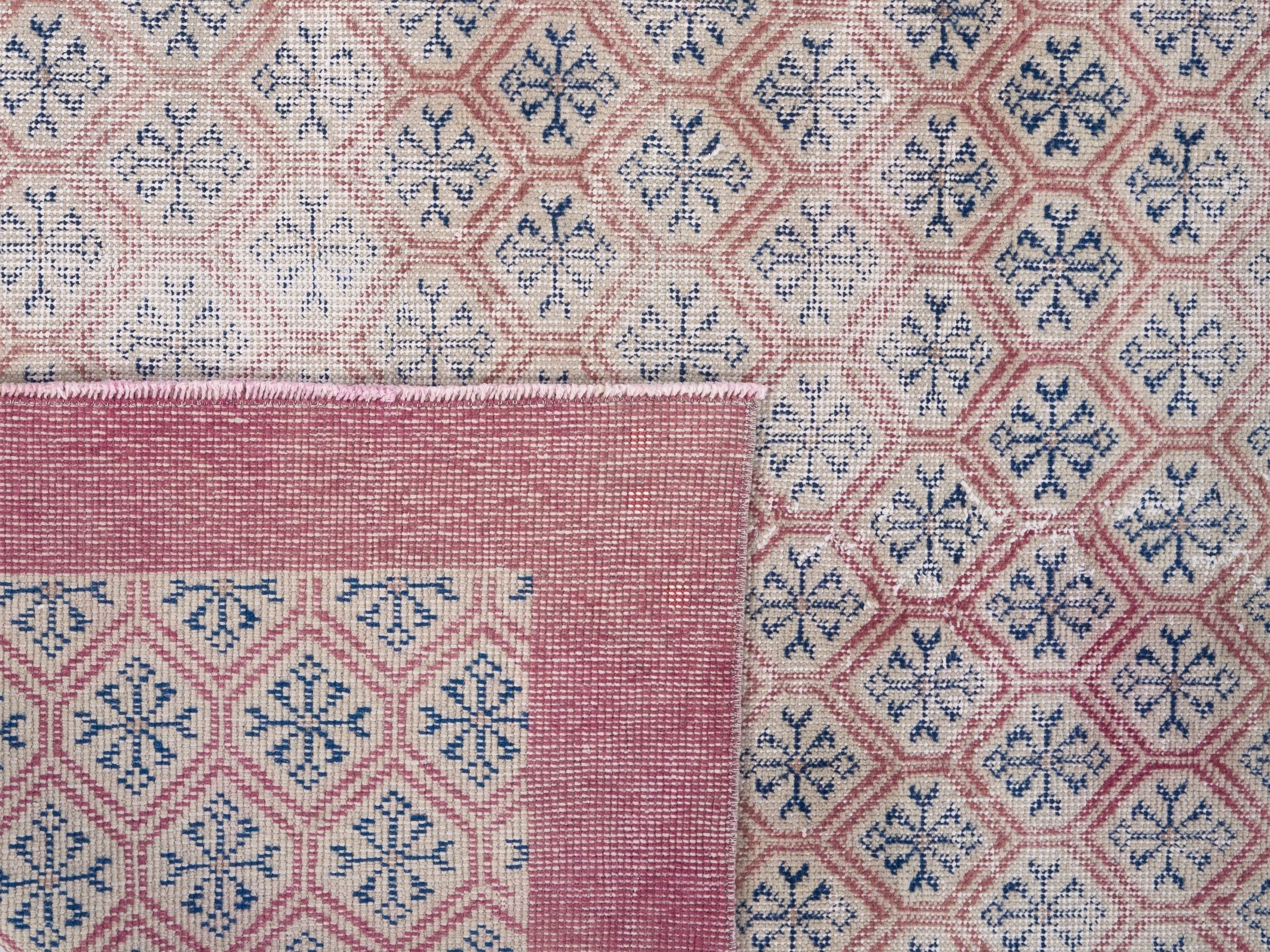 Turkish Isparta area rug in cream and dusty rose, view 10 of 10