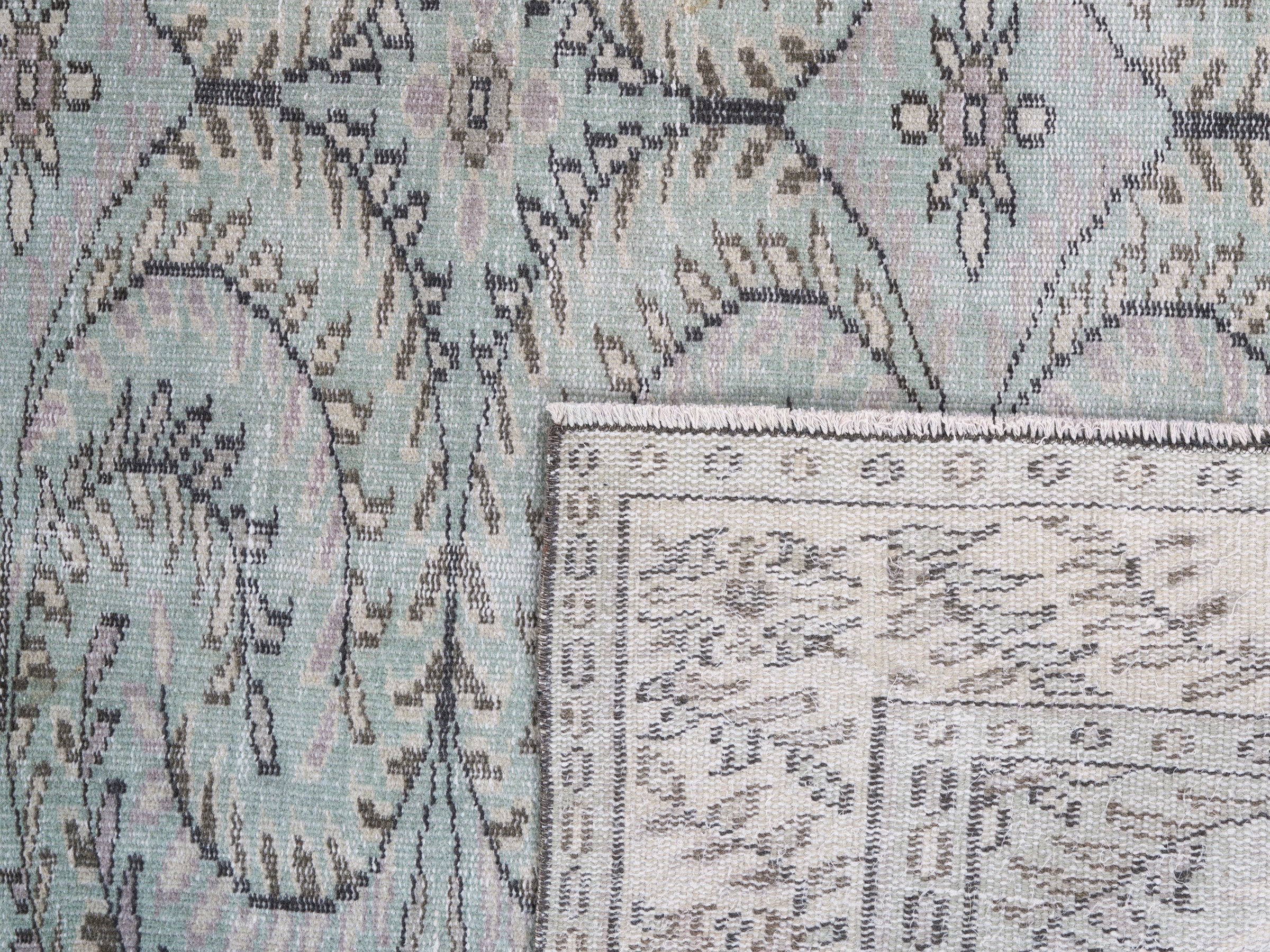 Turkish Manisa area rug in ivory and celadon, view 10 of 10