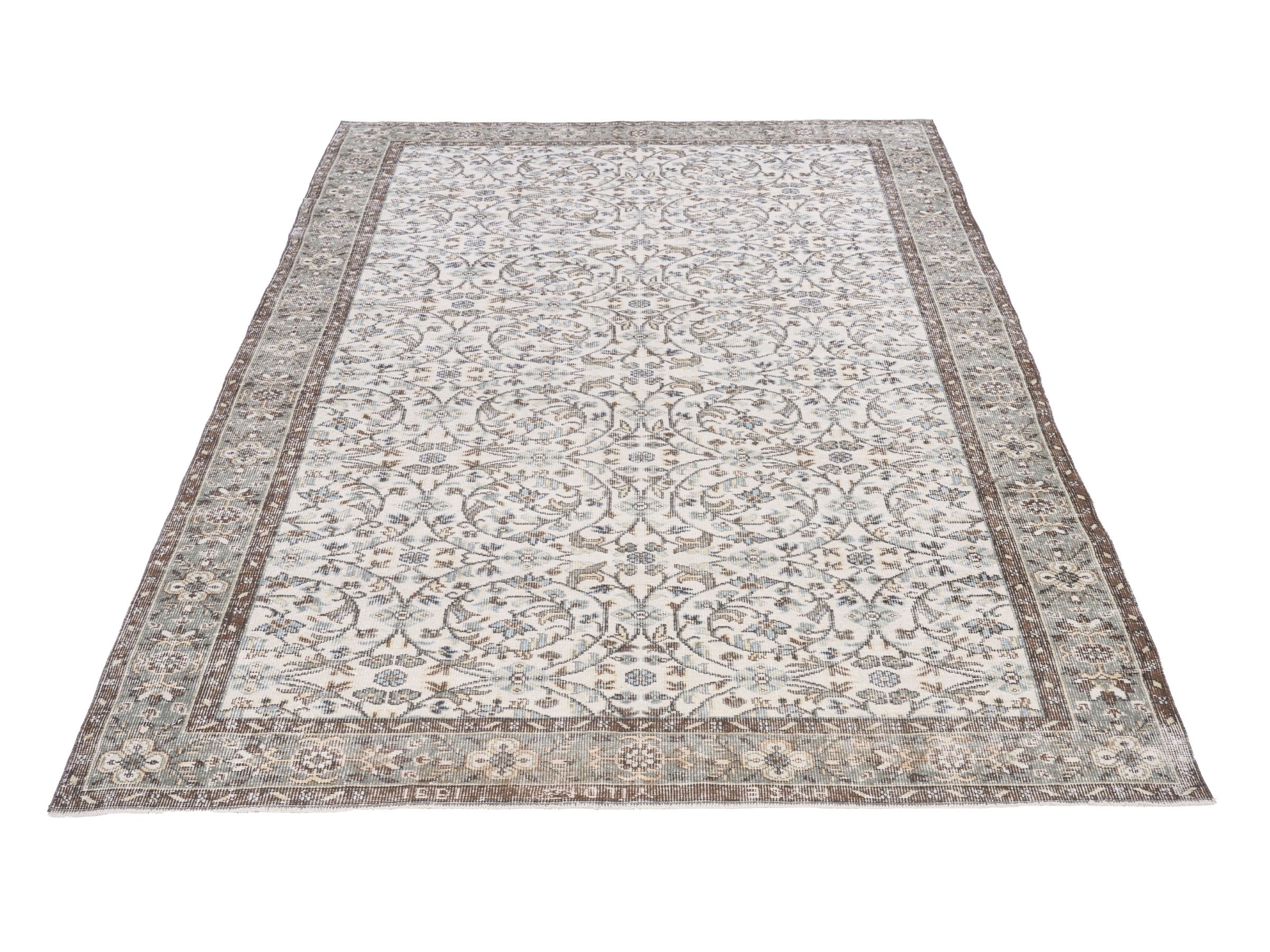 Turkish Isparta area rug in cream and taupe, view 2 of 10