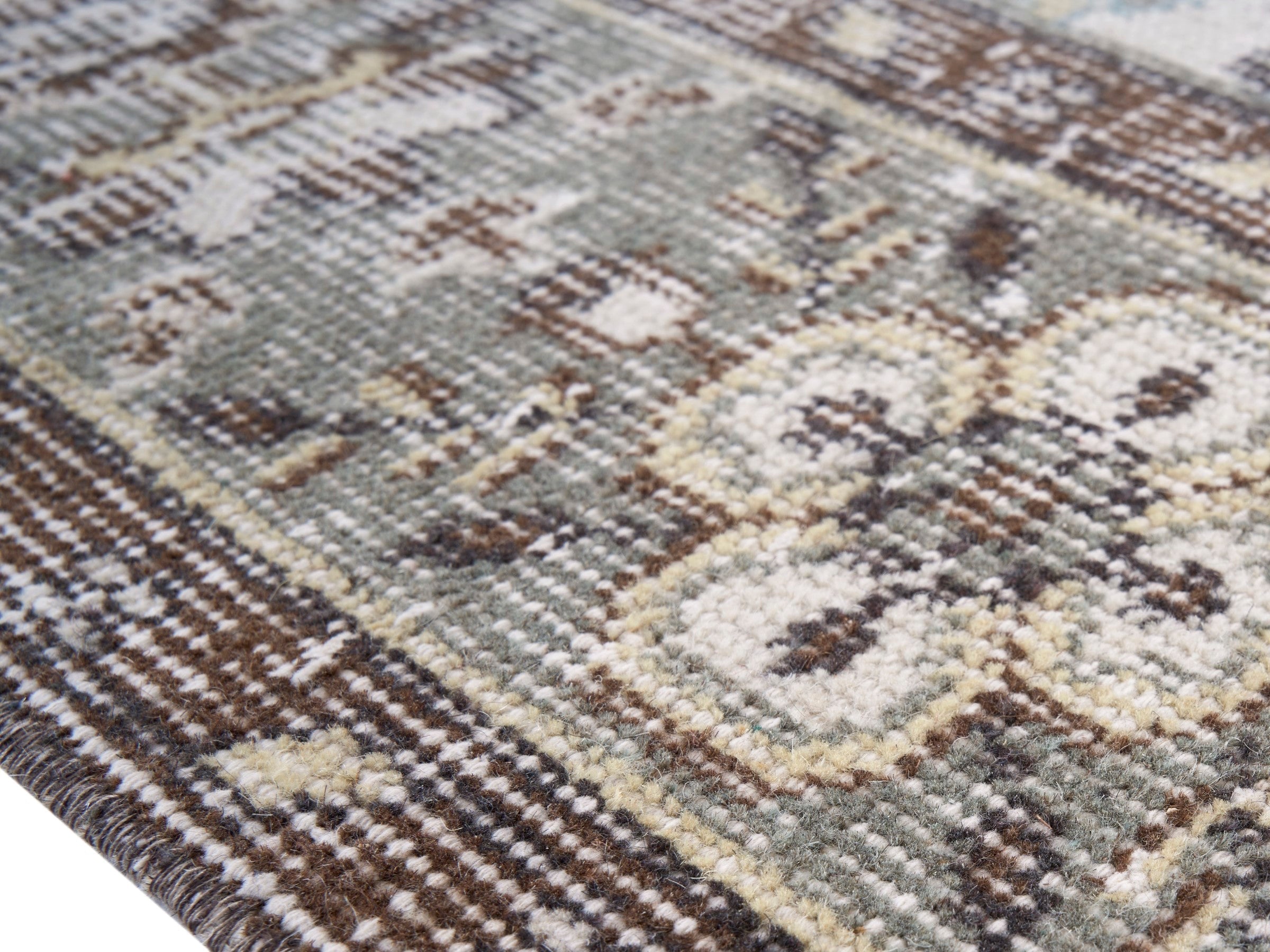 Turkish Isparta area rug in cream and taupe, view 6 of 10