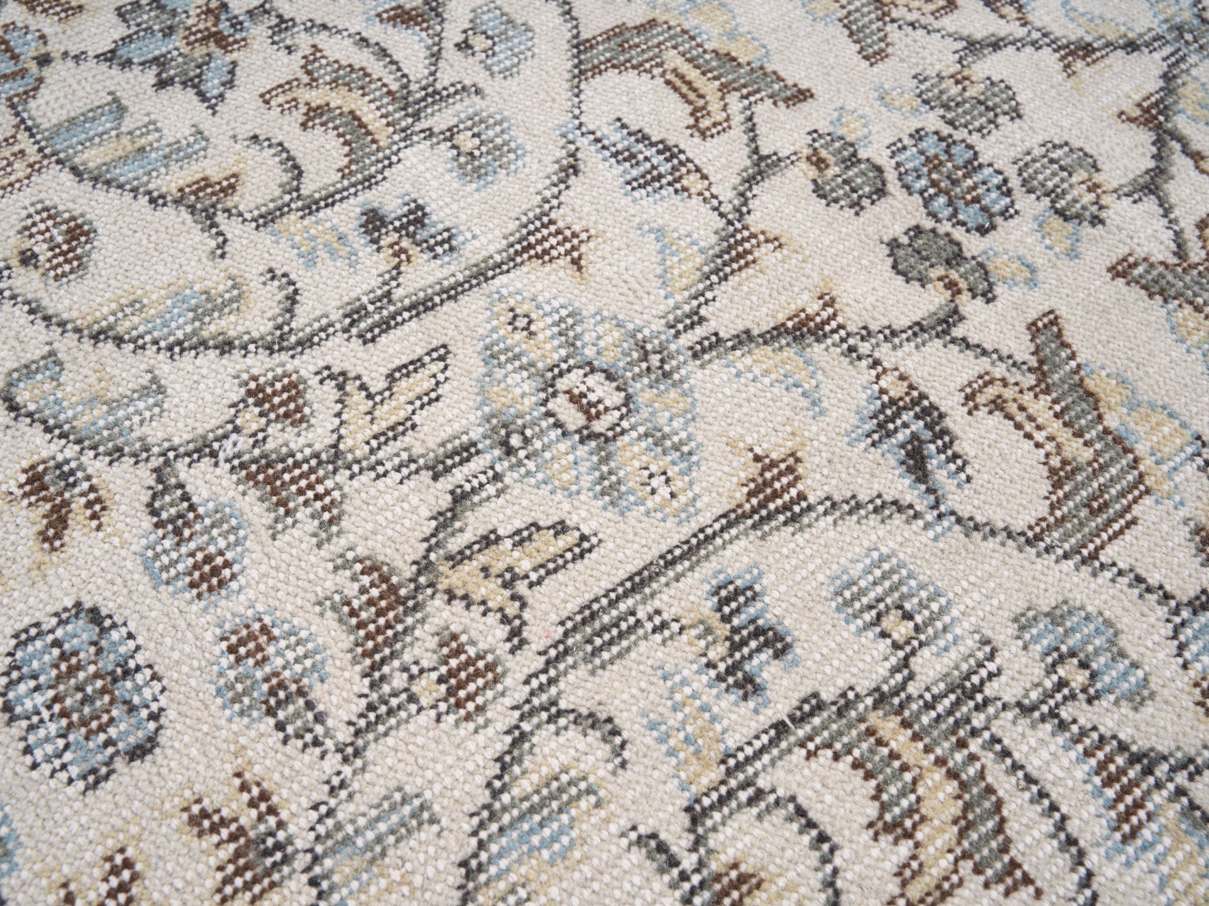 Turkish Isparta area rug in cream and taupe, view 7 of 10