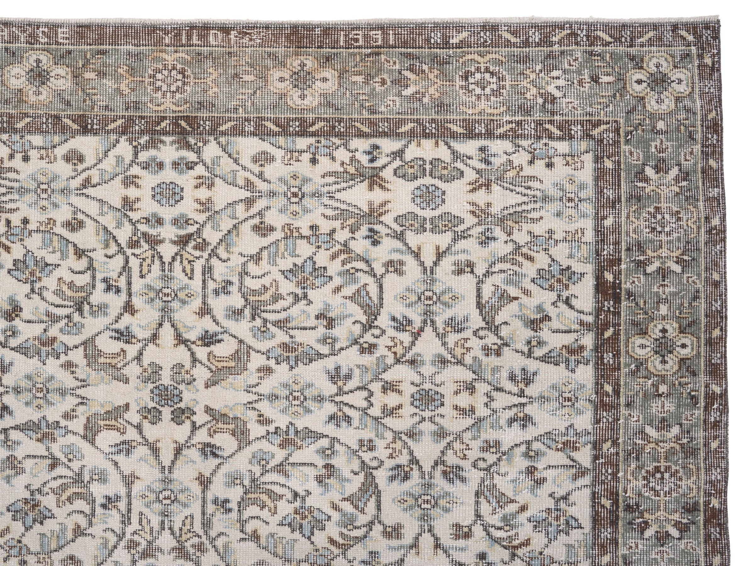 Turkish Isparta area rug in cream and taupe, view 8 of 10