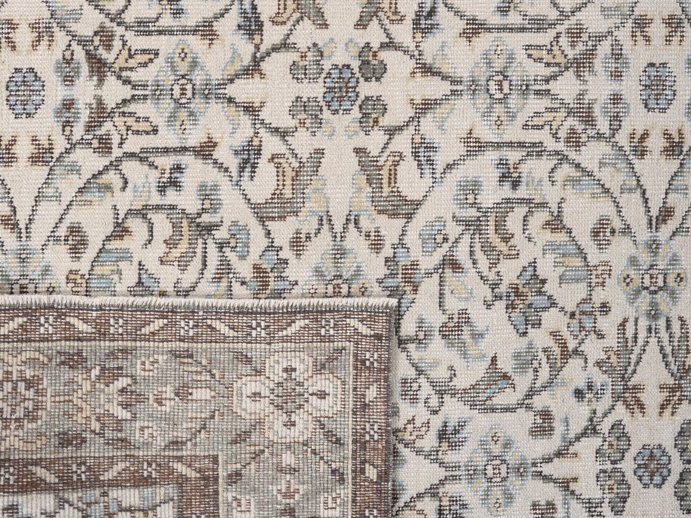 Turkish Isparta area rug in cream and taupe, view 10 of 10