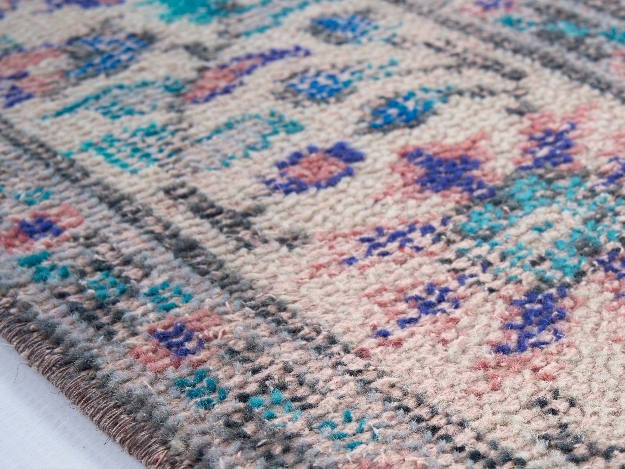 Turkish Isparta area rug in muted pink and cream, view 6 of 10