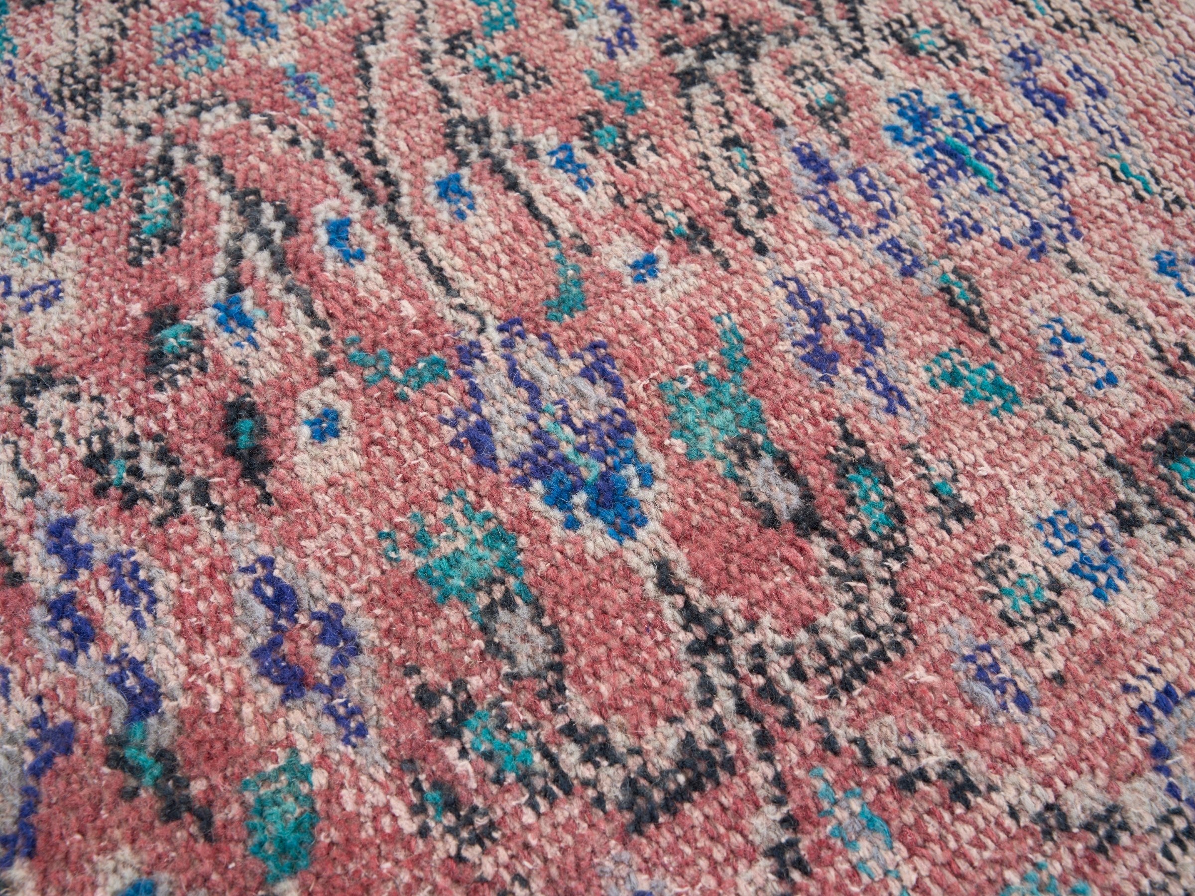 Turkish Isparta area rug in muted pink and cream, view 7 of 10