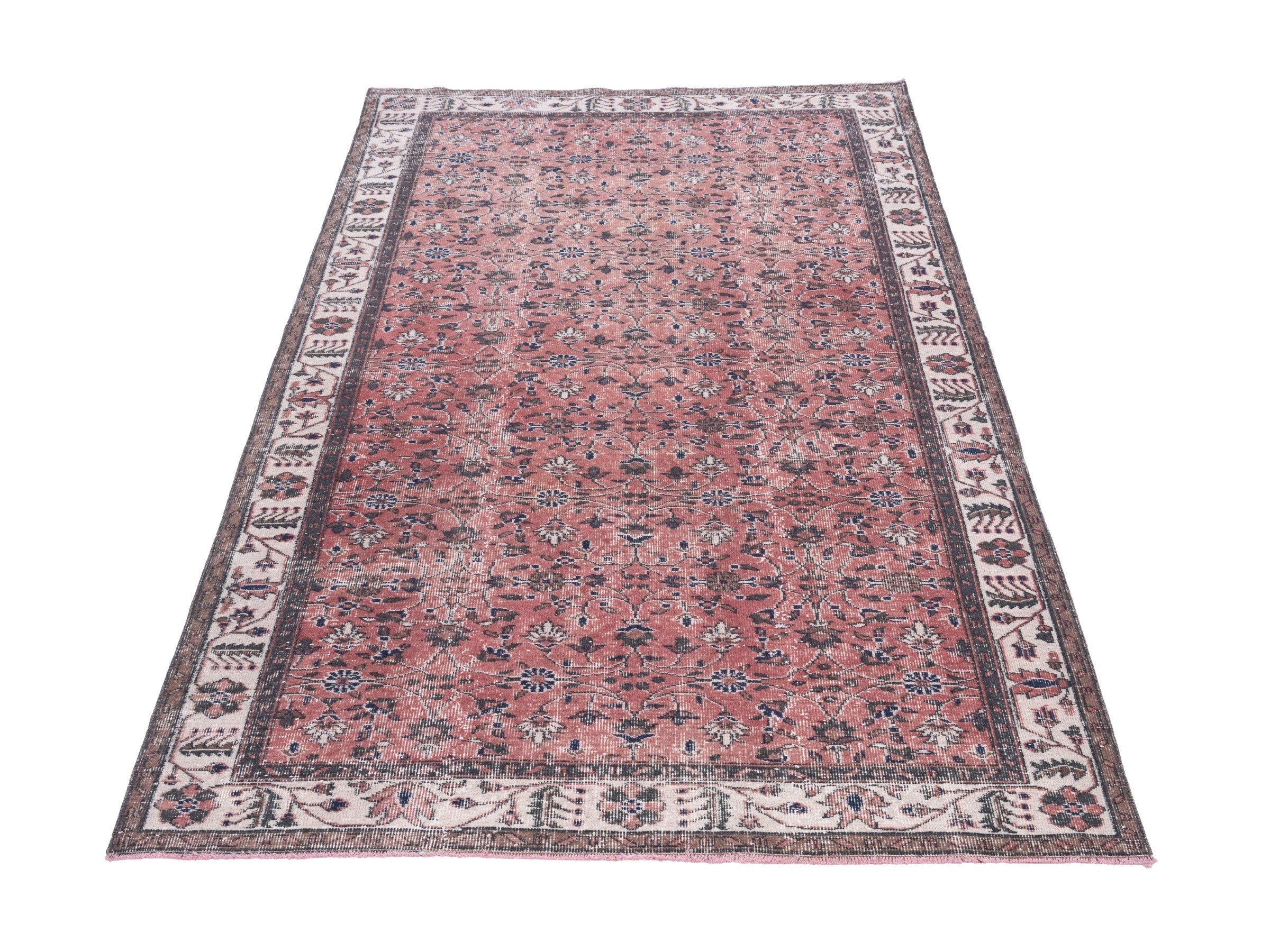 Turkish Isparta area rug in rust and cream, view 2 of 10