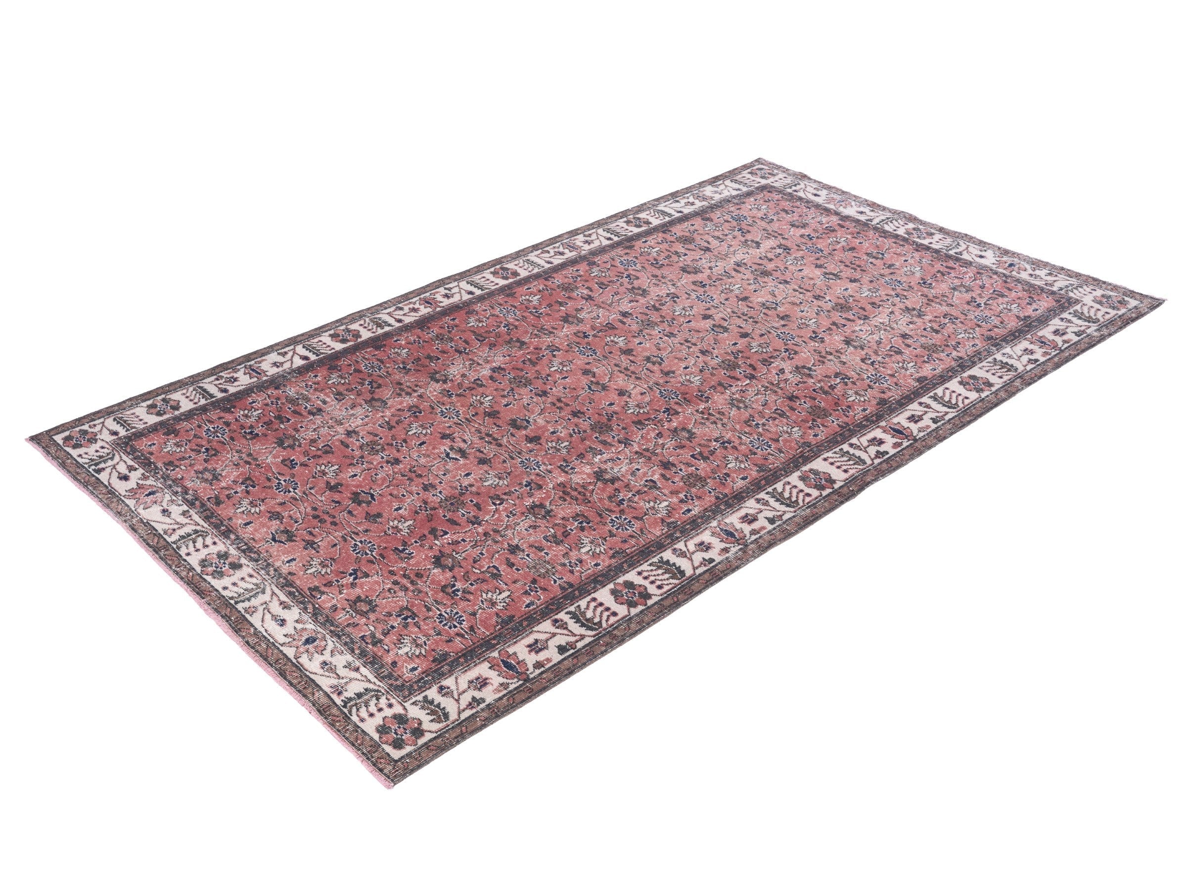 Turkish Isparta area rug in rust and cream, view 3 of 10