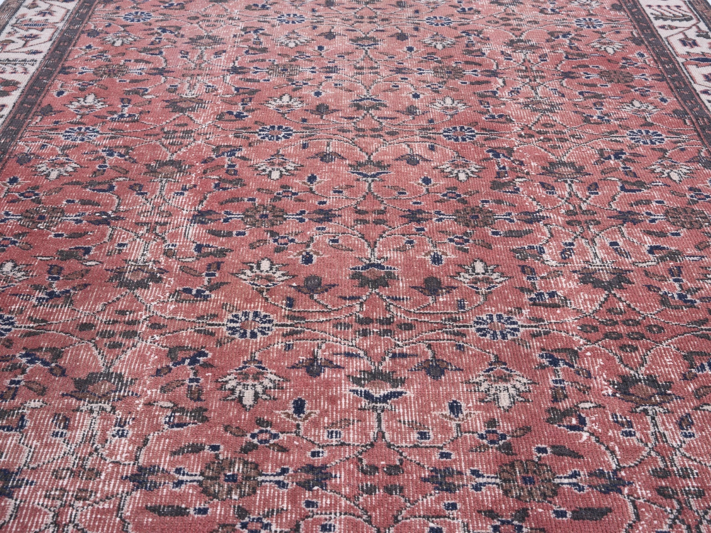 Turkish Isparta area rug in rust and cream, view 4 of 10