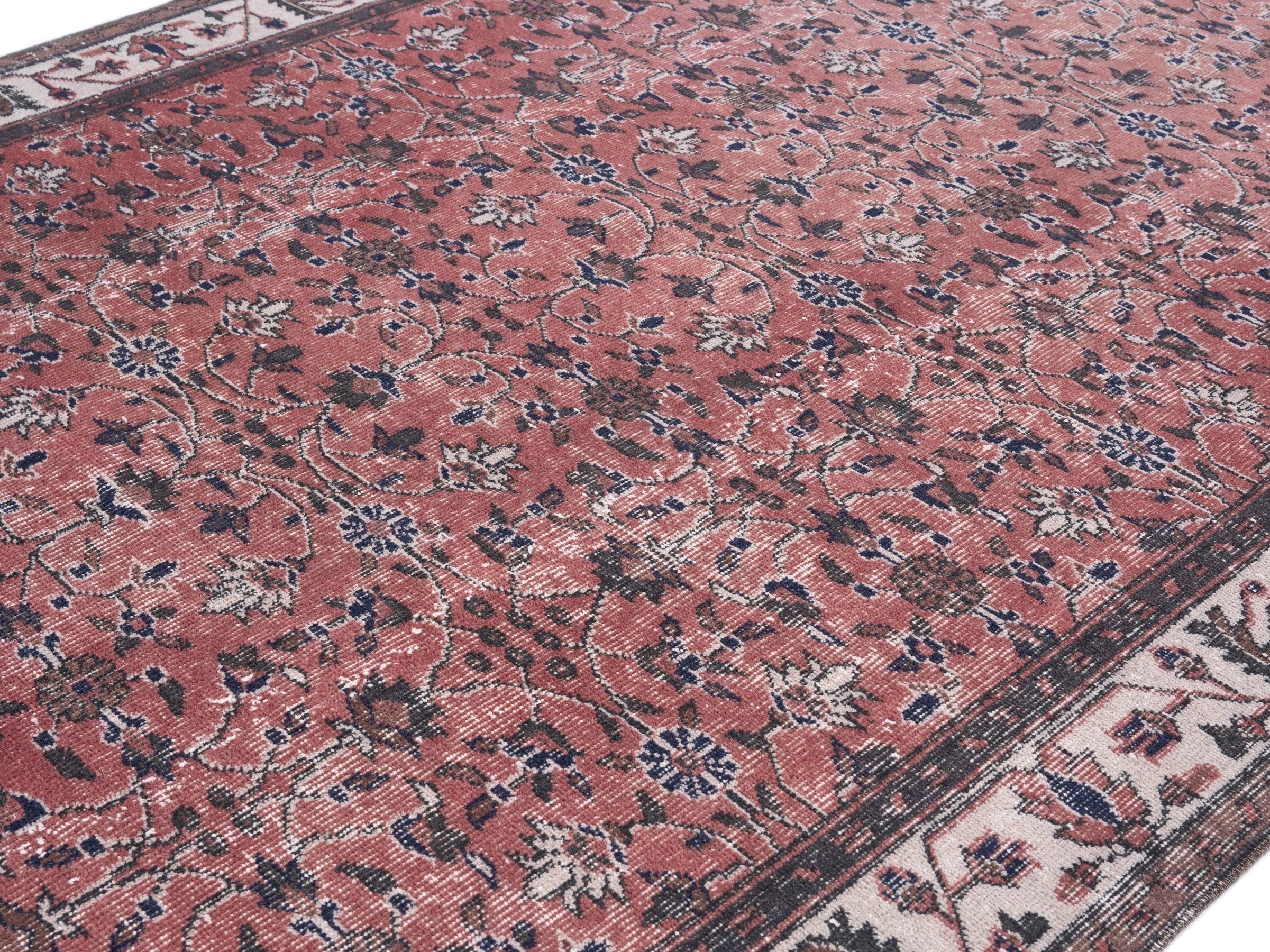Turkish Isparta area rug in rust and cream, view 5 of 10